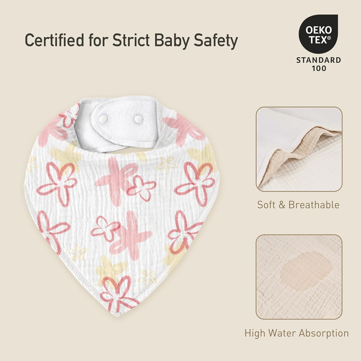 Muslin Baby Bibs 8 Pack, Baby Bandana Drool Bib for Drooling and Teething, Cotton Soft Absorbent for Girls Boys