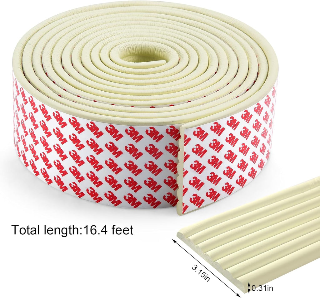 Upgrade Baby Proofing Edge Corner Protector,16.4ft Edge Guards Padding with 3M Adhesive, Extra-Wide Soft Rubber Foam Padding, Furniture, Sharp Edge Safety Corner Edge Bumper Guard-Cream