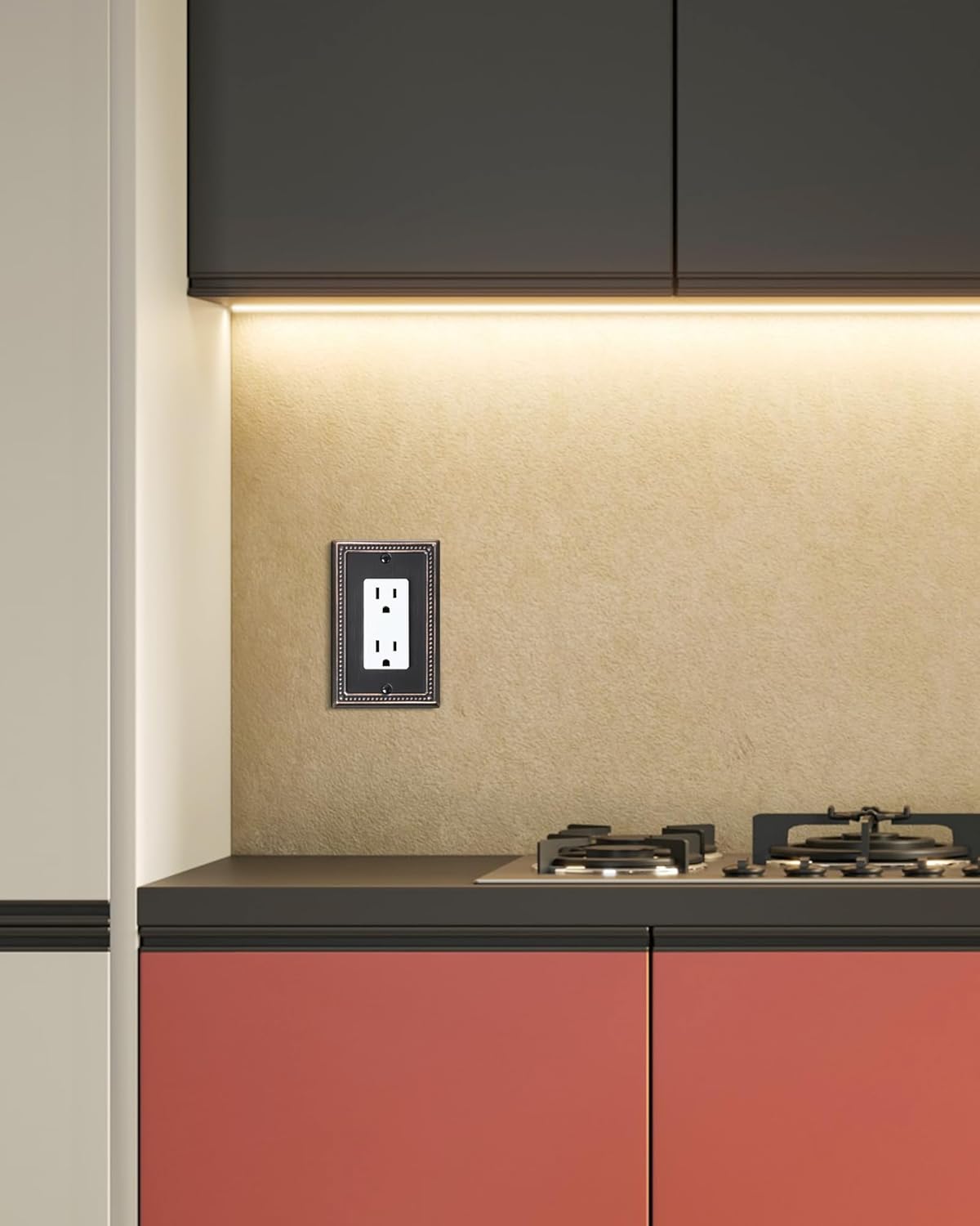 2-Pack Decorator Outlet Cover Plate, Decorative Switch Plates and Outlet Covers, Aged Bronze Metal Wall Plates for Electrical Outlets, Receptacle, GFCI Outlet, Dimmer Switch