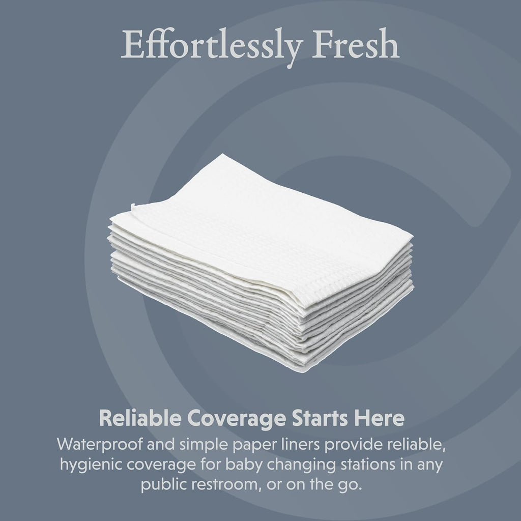 Foundations 2-Ply Disposable Non-Waterproof Baby Changing Station Liner Refills for Commercial Restrooms, Doctor's Offices, Care Centers, 500 Pack, 036-NWL