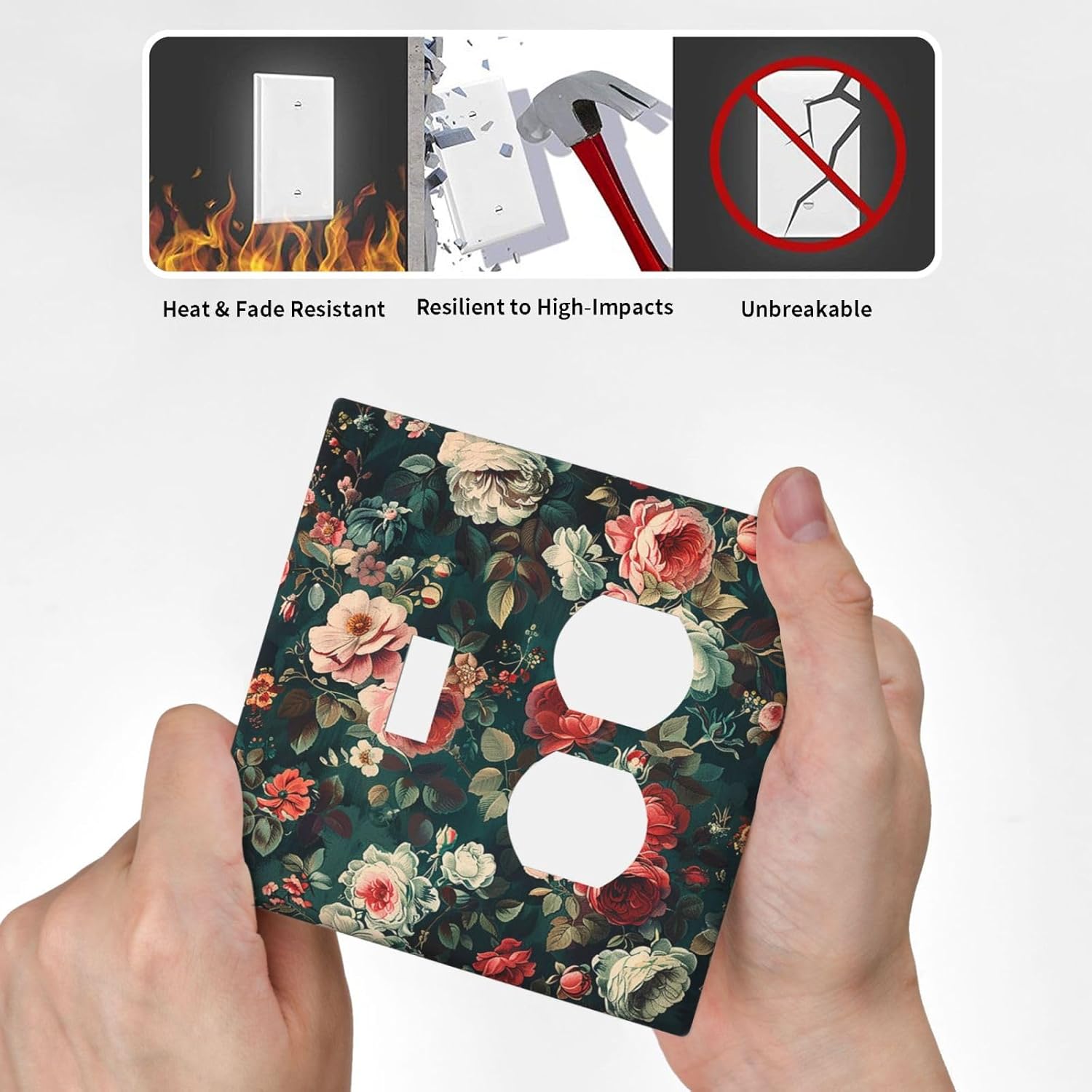 Wallplates Baroque Vintage Peony Flower Floral 1 Toggle 1 Duplex Switch Plate Electrical GFCI Faceplate Decorative Light Switch Covers for Bedroom Farmhouse Decor