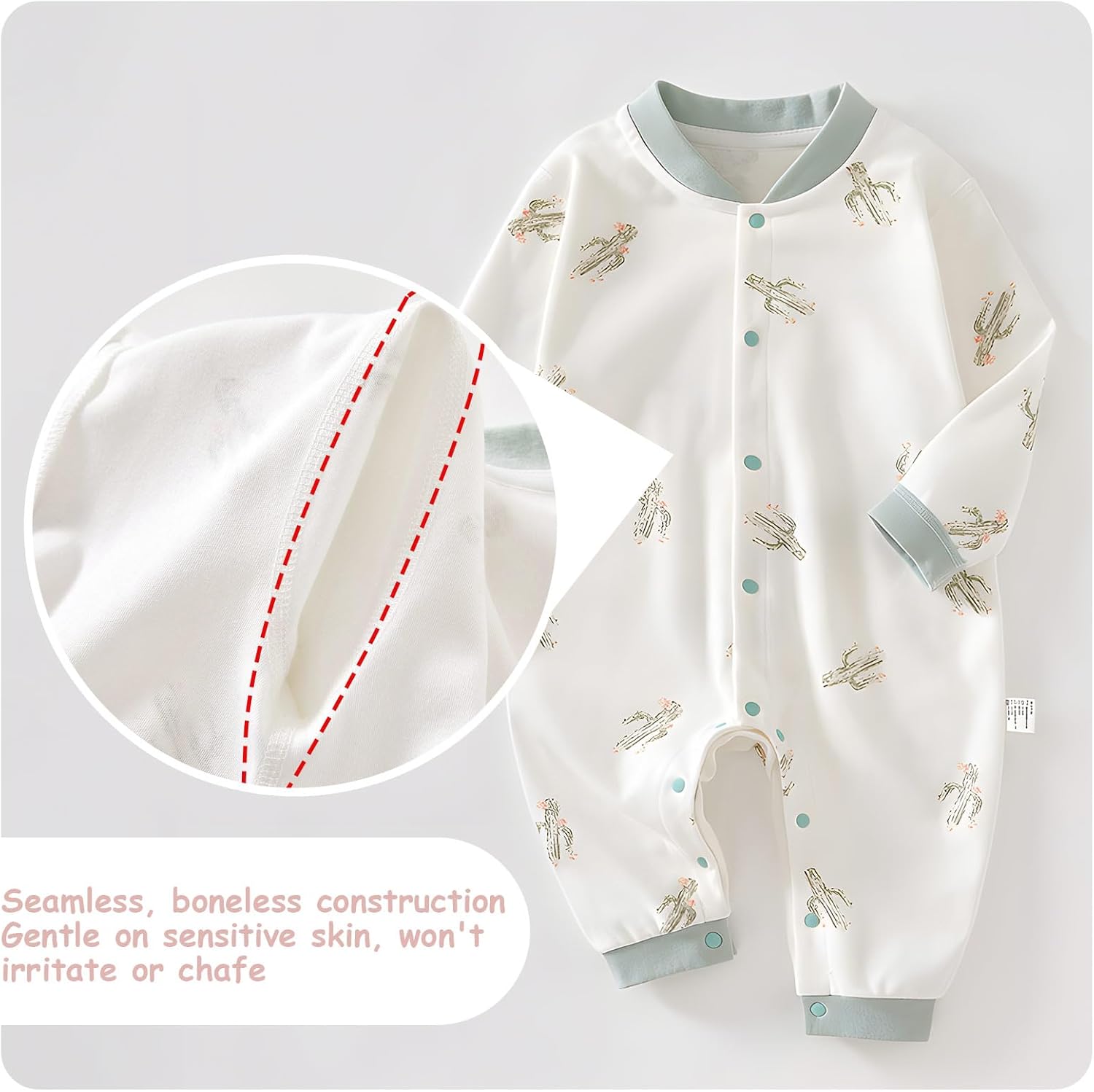 100% Organic Cotton Soft 3-24 Months Baby Romper Jumpsuits for Boys and Girls Unisex Long Sleeve
