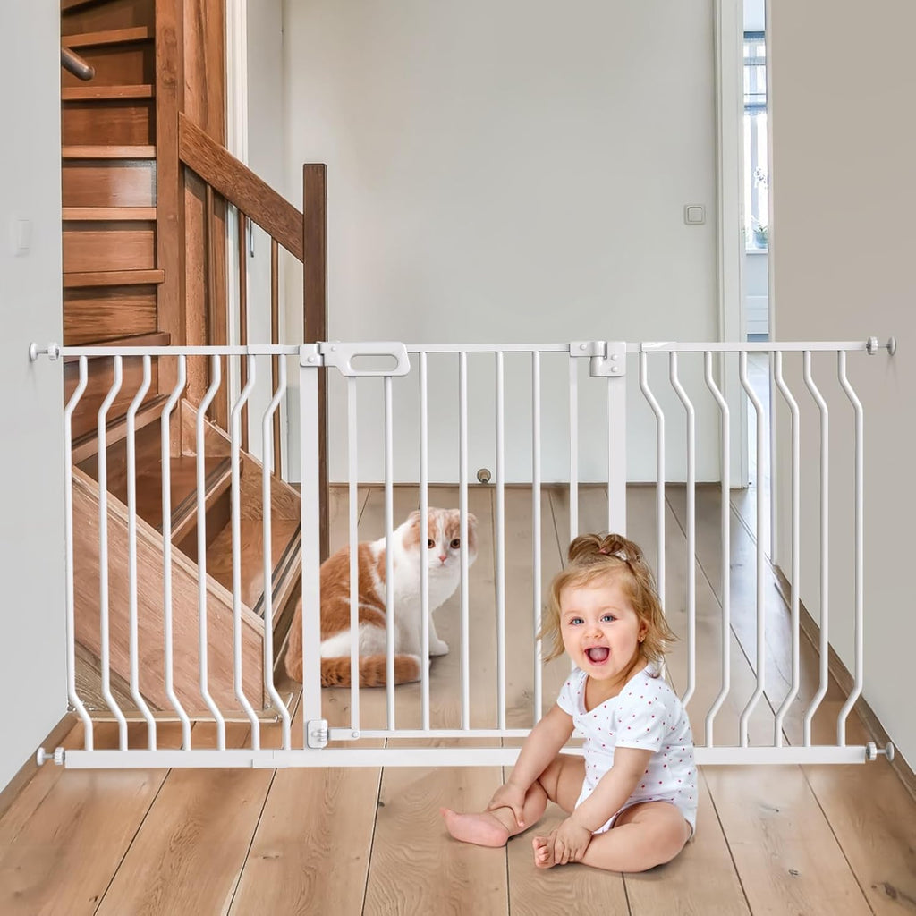 Mom's Choice GROWNSY Baby Gate, 53"-57" Auto-Close Dog Gate for Stairs & Doorways, Pressure-Mounted Easy Install - No Drill, Walk Through, Safe & Durable