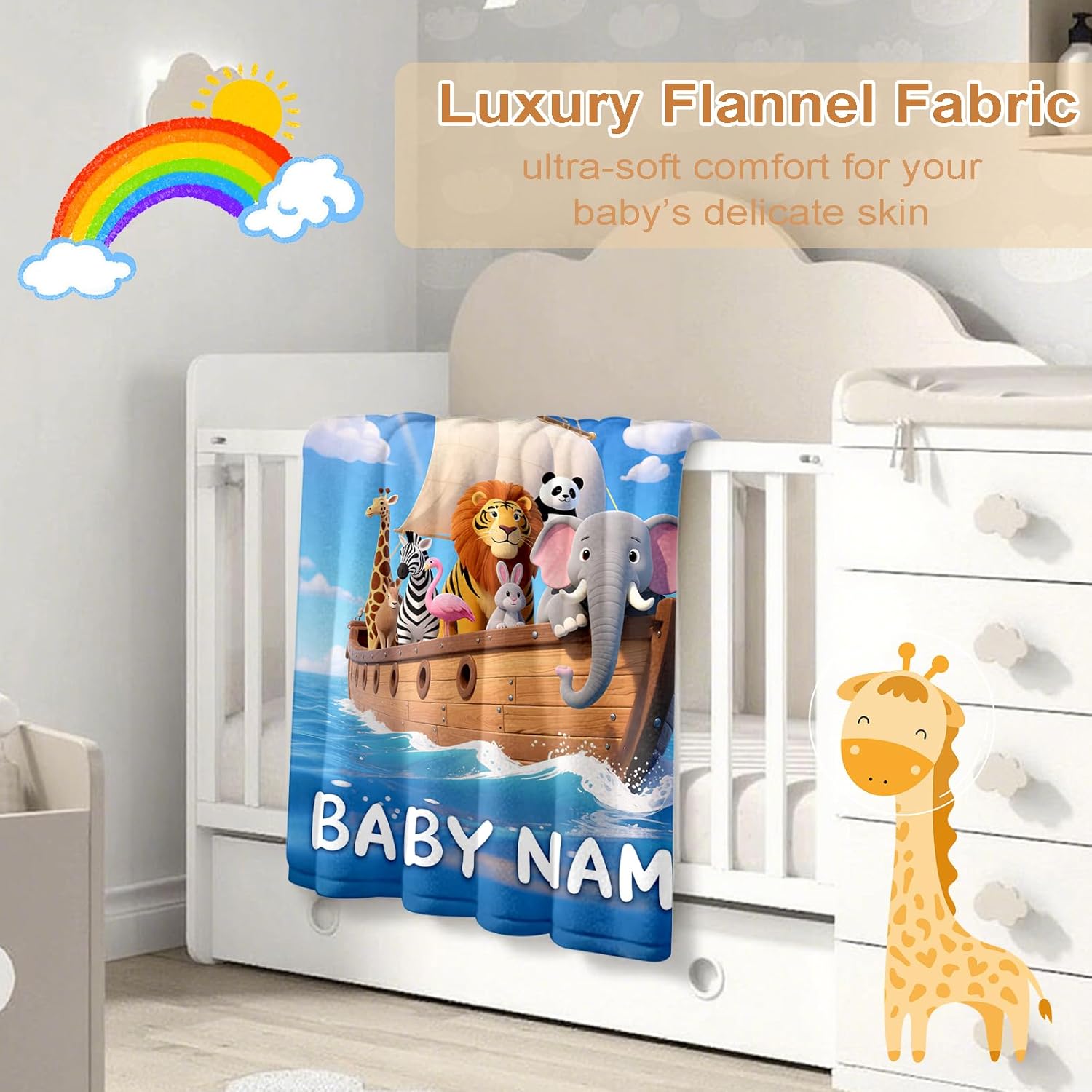 Ship Next Day, Personalized Baby Blanket – Printed in USA, Custom Baby Blanket for Boys & Girls, Baby Blanket with Name, Baby Shower, Easter, Christmas, Birthday Newborn & Toddler Gifts, Baby Gifts