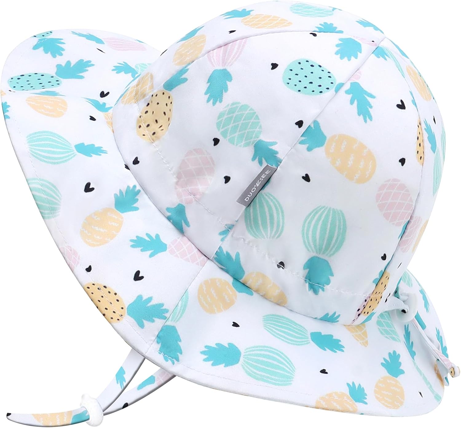 UPF 50+ Baby Bucket Hat - Wide Brim Sun Protection Beach Cap for Girls - Cute & Adjustable Toddler Hat