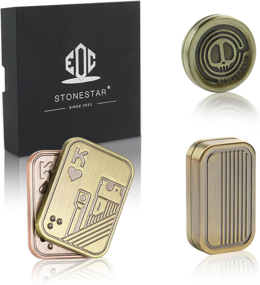 STONESTAR Fidget Toys Pack - Magnetic Metal Fidget Slider Haptic Coin Collection, EDC Fidget Toy for Adults, Helps Relieve ADHD/Anxiety/Stress (Gold)