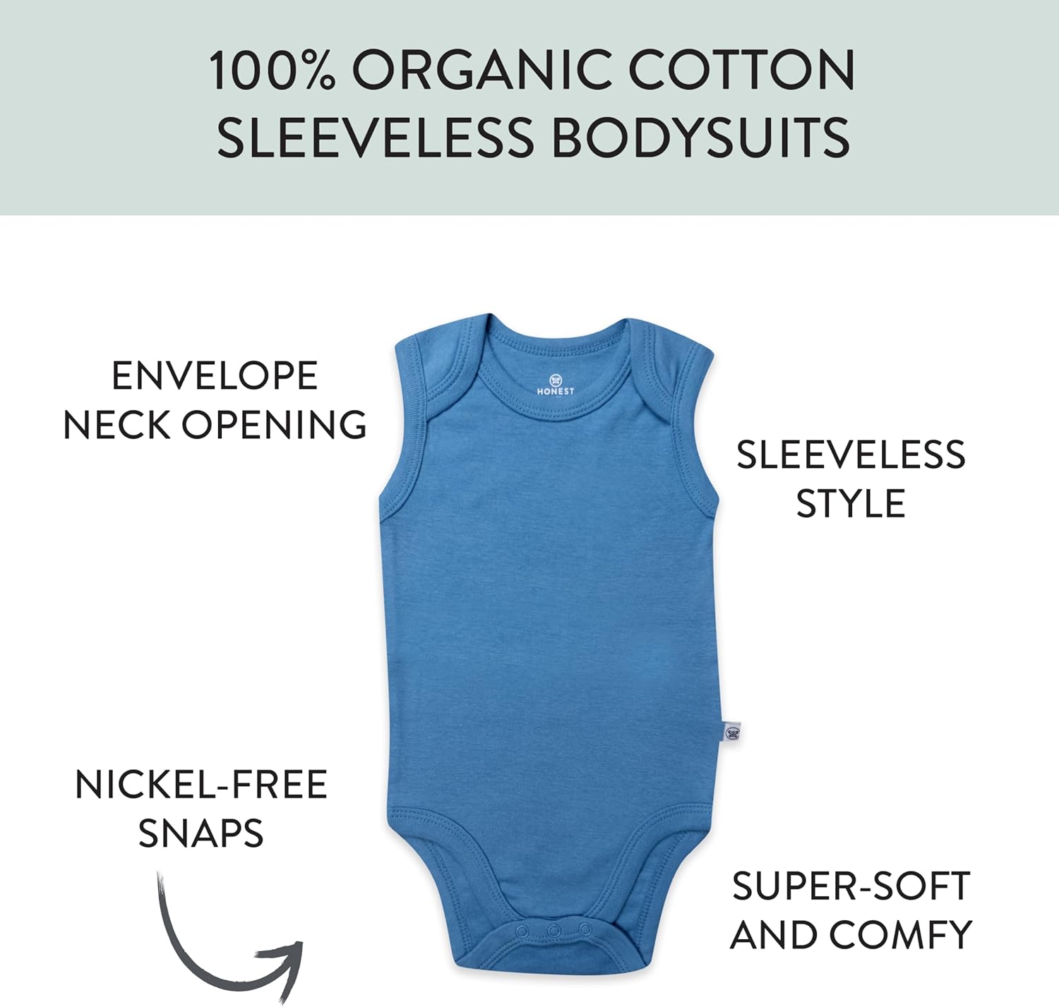 Sleeveless Bodysuits One-piece 100% Organic Cotton for Baby Boys, Girls, Unisex