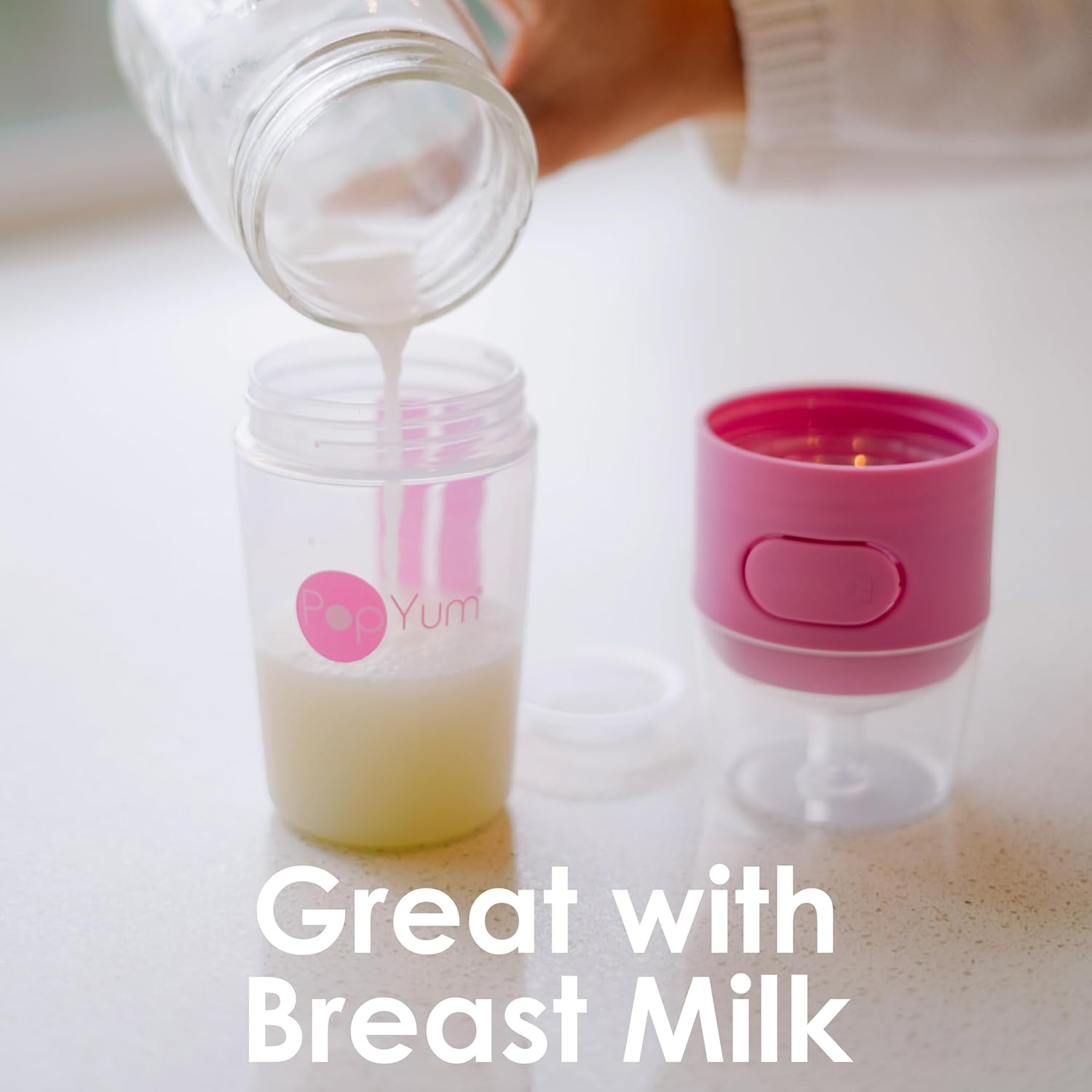 PopYum 5 oz Pink Anti-Colic Formula Making/Mixing/Dispenser Baby Bottles, 3-Pack with #1 Slow Flow Nipples, 150 ml, BPA-Free, Natural Latch