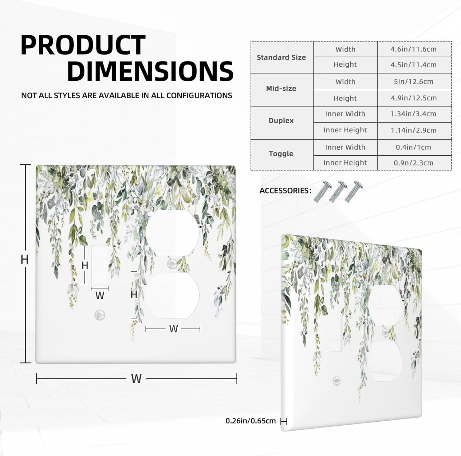 Wallplates Boho Farmhouse Flower Leaf Sage Green 1 Toggle 1 Duplex Switch Plate Electrical GFCI Faceplate Decorative Light Switch Covers for Bedroom Cabin Decor