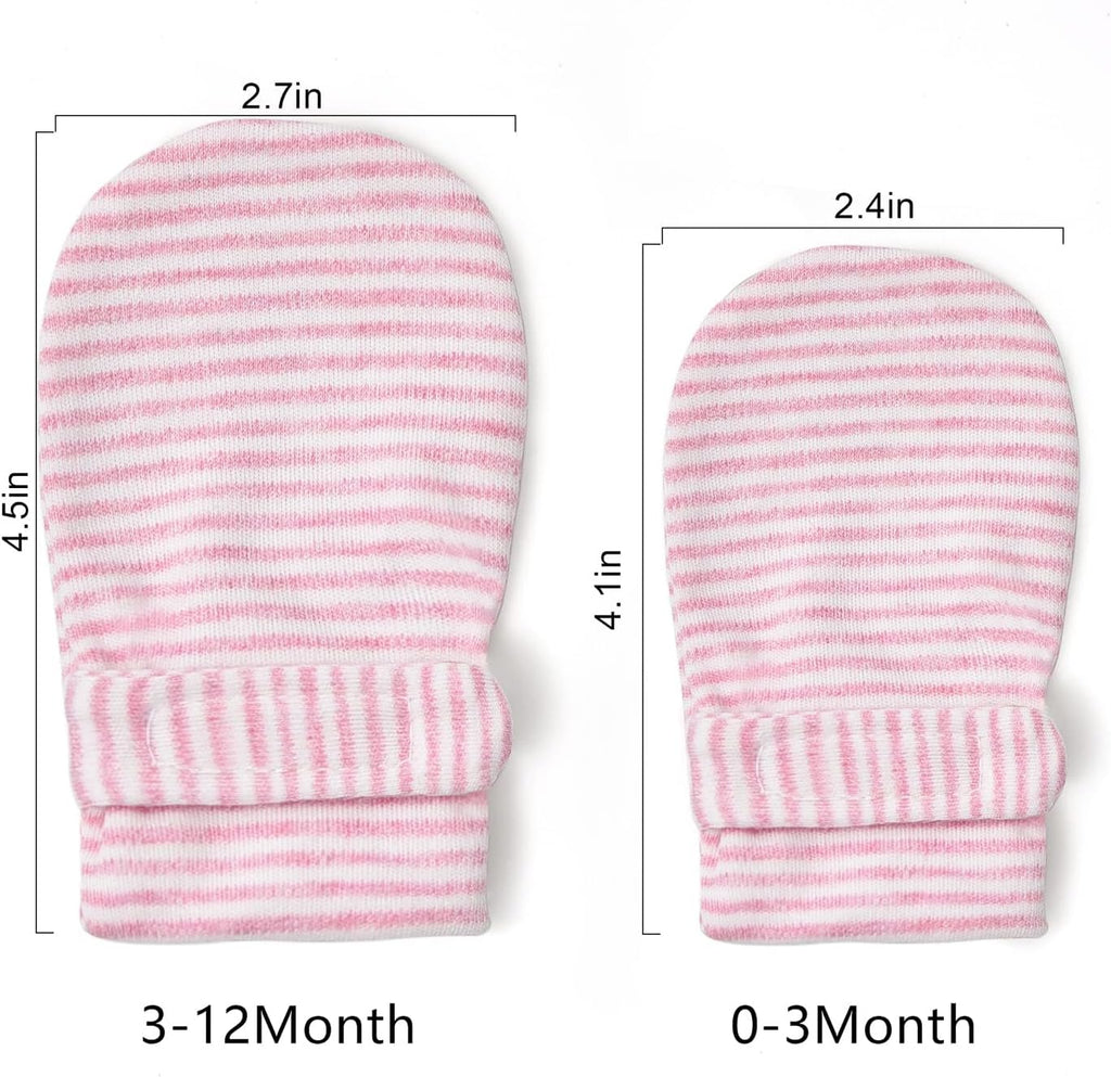 Newborn Baby No Scratch Mittens Stay On, 100% Cotton Breathable, Adjustable Infant Gloves for Baby Boys Girls Mittens