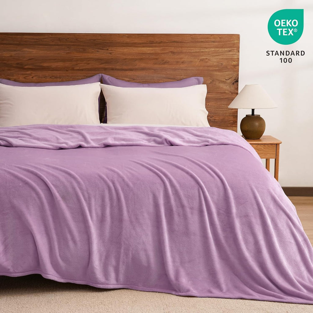 PHF Ultra Soft Fleece Blanket King Size, No Shed No Pilling Luxury Plush Cozy 300GSM Lightweight Blanket for Bed, Couch, Chair, Sofa Suitable for All Season, 108" x 90", Valerian