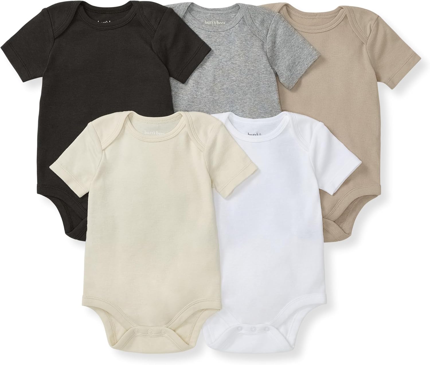 Burt's Bees Baby Unisex Organic Cotton Short and Long Sleeve Bodysuits, 5-Pack