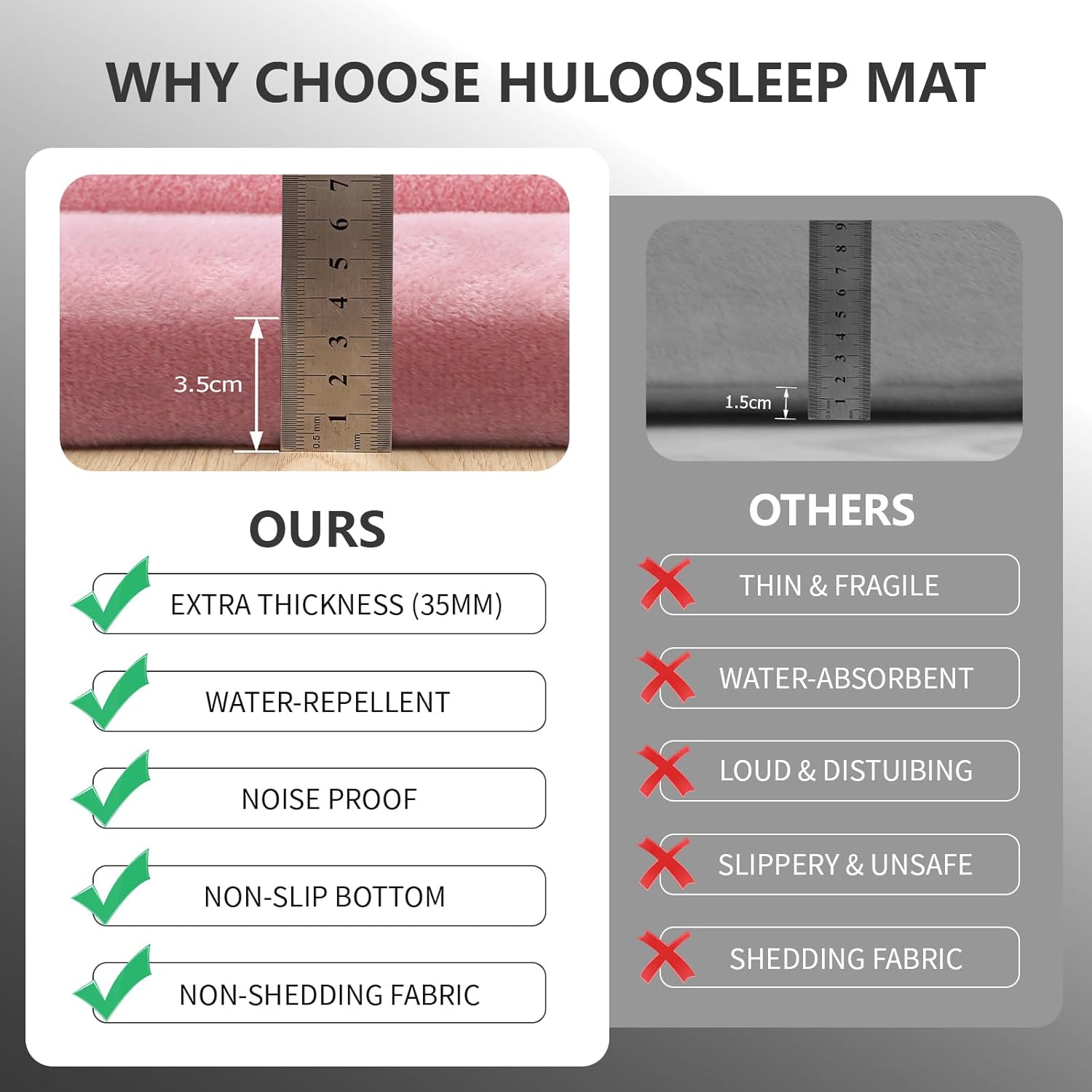 Baby Play Mat for Floor,1.3" Thick Elasti-Foam 50x50 Playpen Mat for Toddlers Infant Kids,Water-Repellent Soft Coral Velvet Tummy Time Mat,Non Slip Crawling Mat,Tatami Mat(Pink)