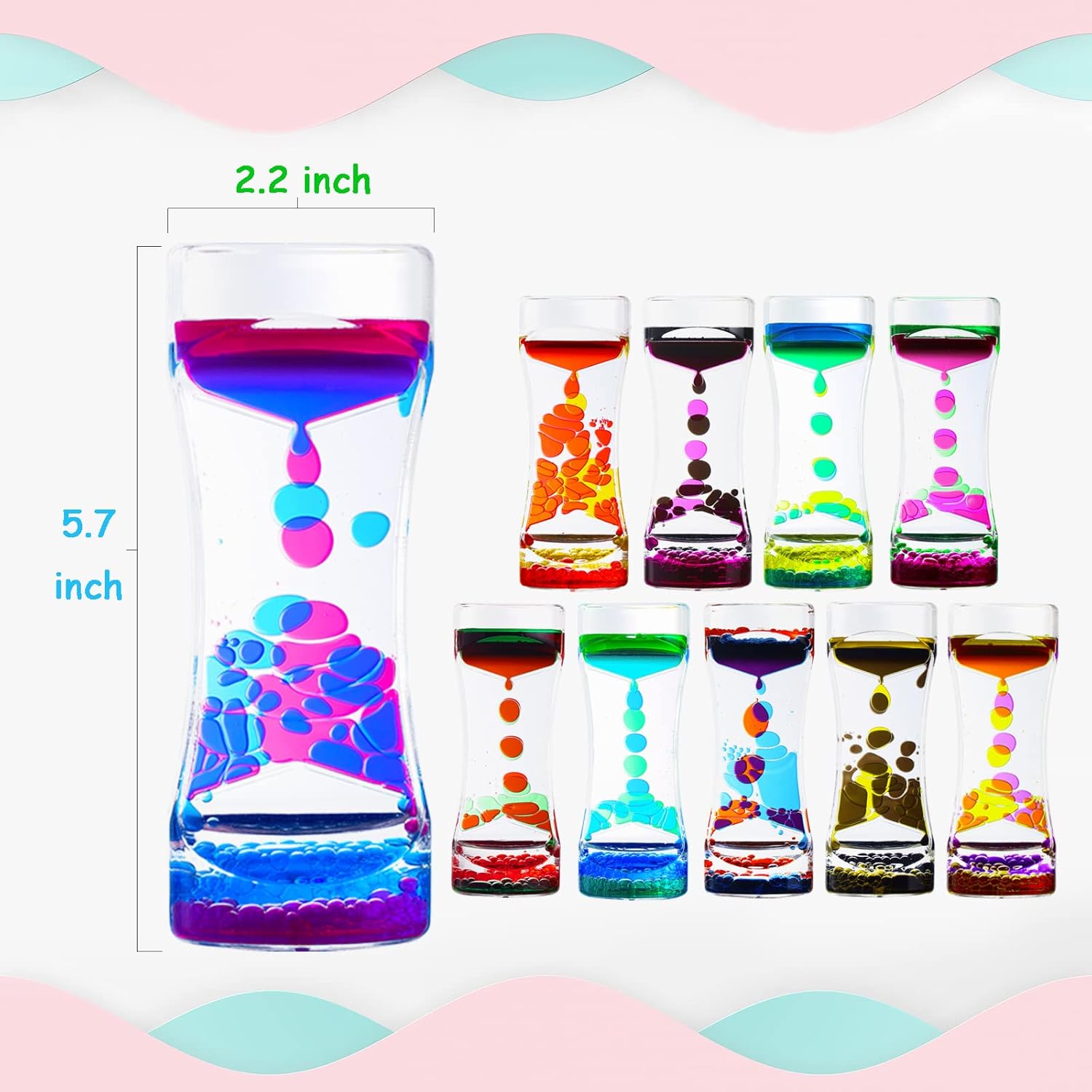 Liquid Motion Bubbler Pack of 8 Liquid Bubbler Timers Relaxing Calming Fidget Toys for Sensory Play,Colorful Hourglass for Autism ADHD,Cool Desktop Decor,Nice Gift Idea