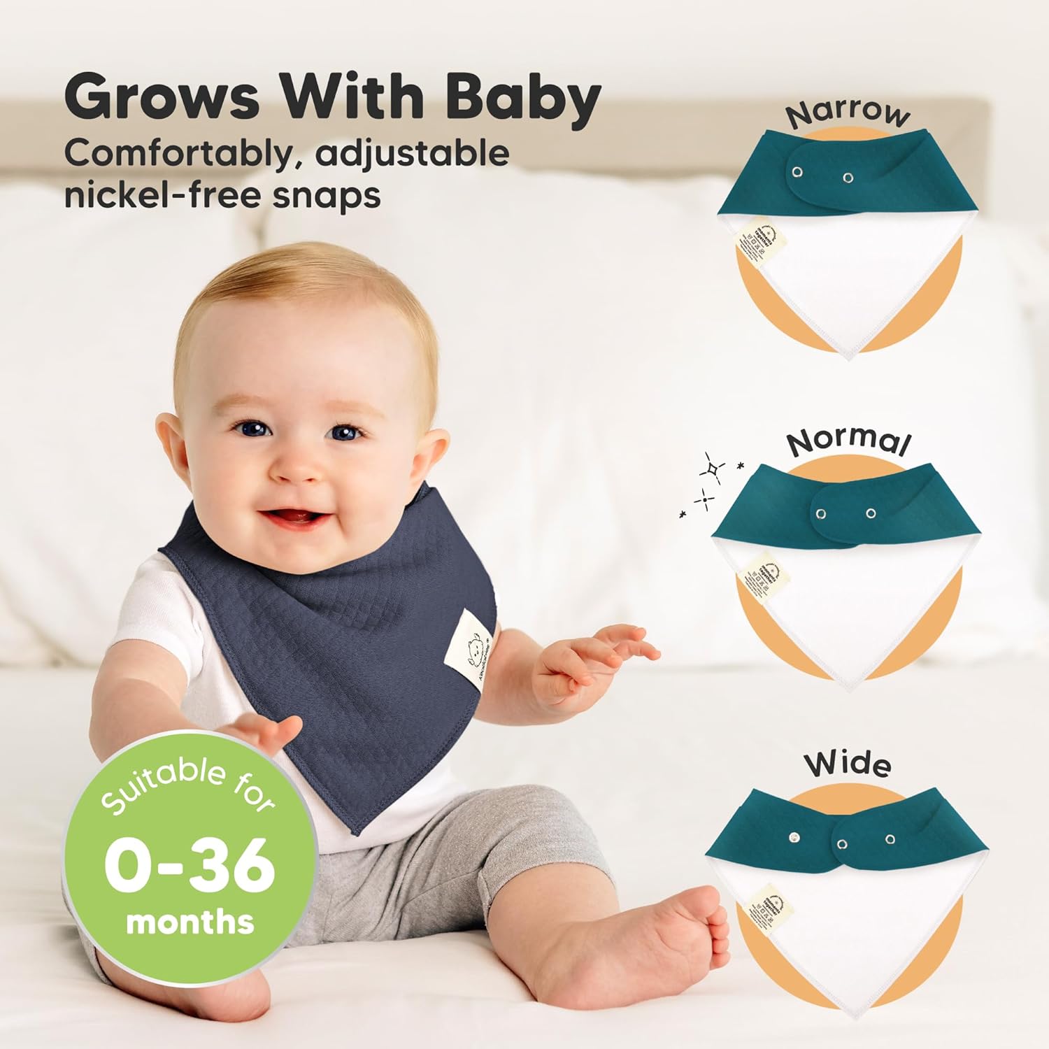 KeaBabies 8-Pack Bandana Bibs for Baby Girls, Boys - Organic Cotton Baby Bibs for Drooling & Teething Newborn, Toddler, Infant 0-36 Months, Extra Soft, Absorbent Cloth with Snaps (Eclipse)