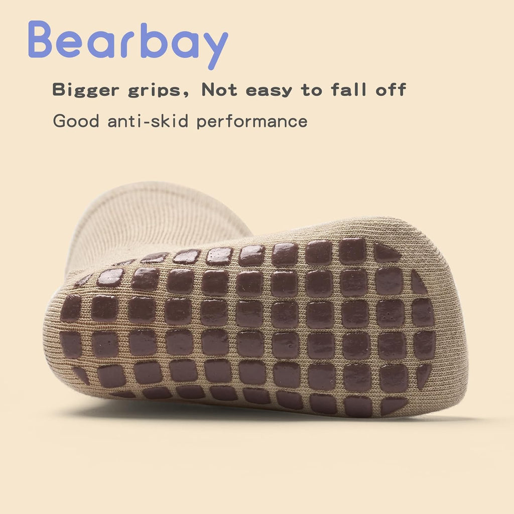 Baby Non Slip Ankle Socks with Grippers for 0 Months-7 Years Old Walking Socks