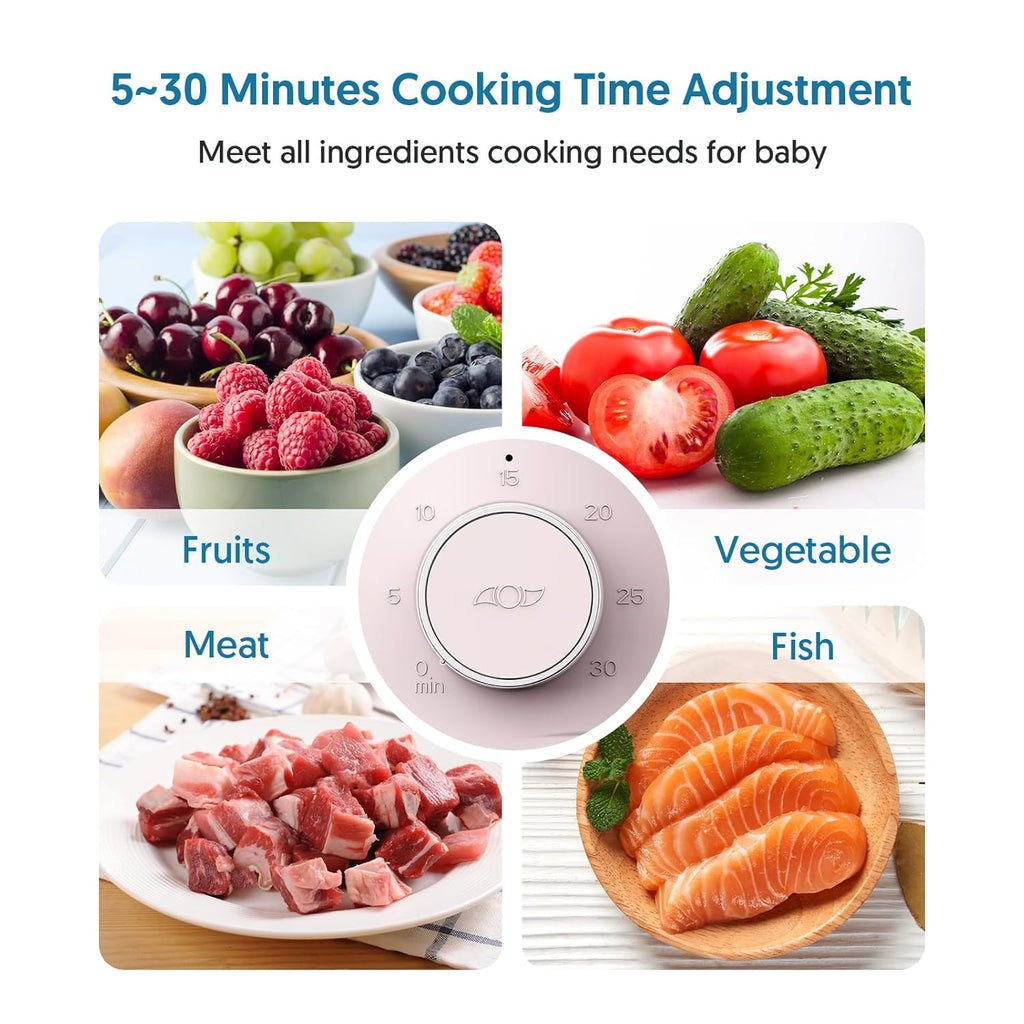 Baby Food Maker Bellababy Baby Food Processor, Puree Blender Steamer with Reversible Steam Basket, One Button Easy Operation & Large Opening for Easy Cleaning