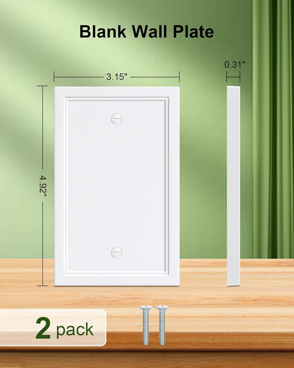 2-Pack Blank Outlet Cover Wall Plate, Natural Material Switch Plates Outlet Covers, Pure White Decorative Wall Plates for Electrical Outlets