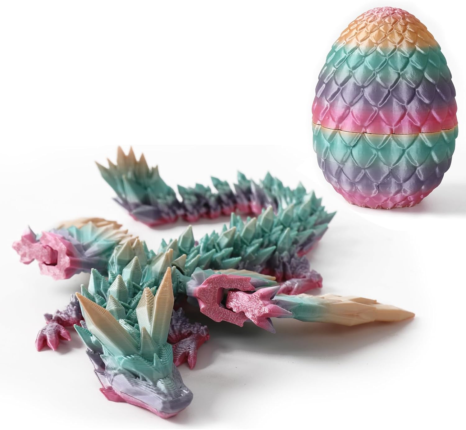 Easter Dragons 3D Printed Dragon Egg with Dragon Inside Crystal Dragon Fidget Toy for Adult Full Articulated Dragon for Home Office Decor