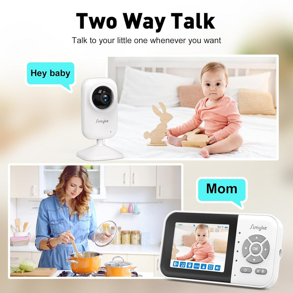 Upgrade Video Baby Monitor,WiFi Baby Camera,2.8" Display and App Control,1200ft Long Range,2 Way Talk,Auto Night Vision,Sound Alert,VOX,Temperature Sensor 5 Lullabies Feeding Remind,Home Use