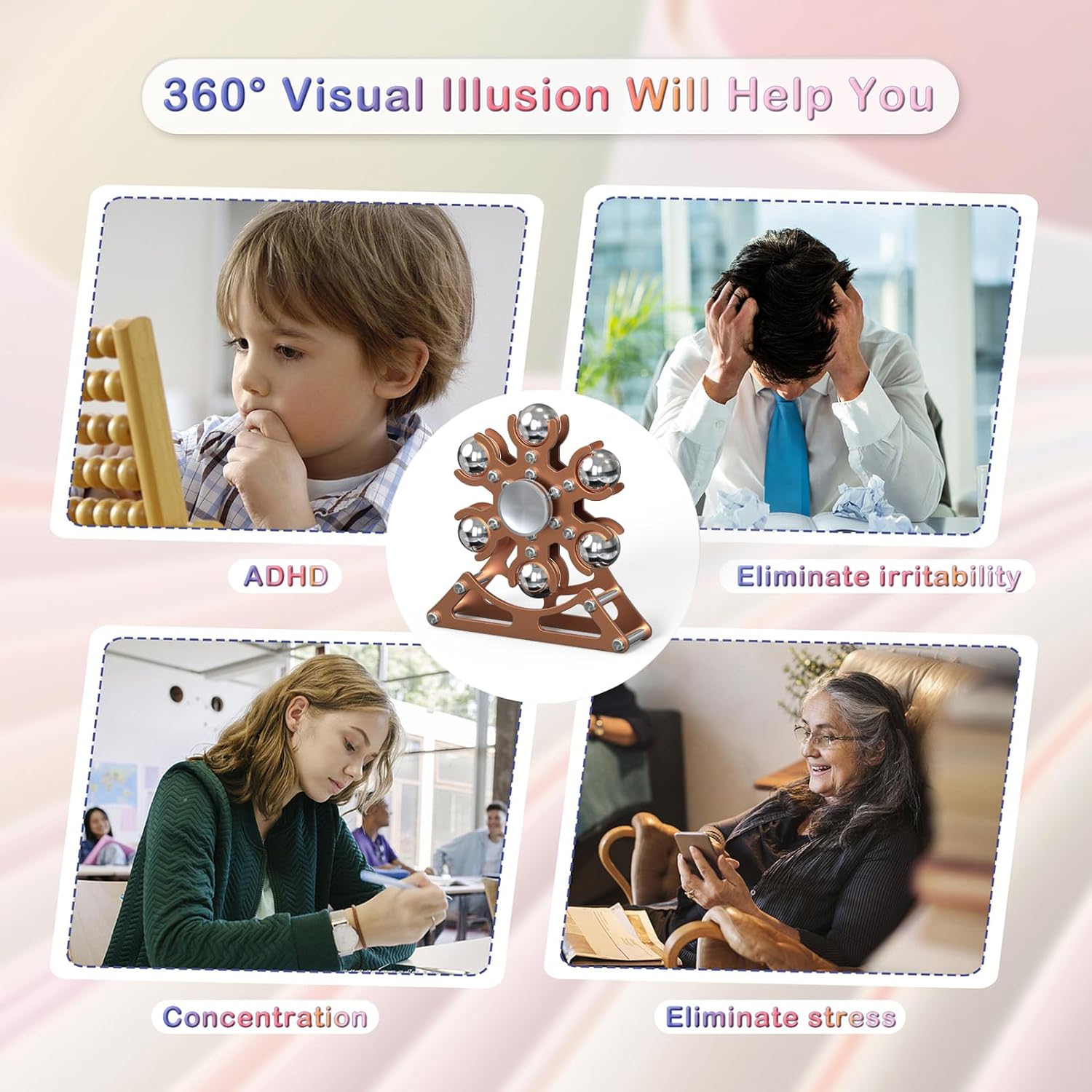 Desk-Fidget-Toys Ferris-Wheels-Spinner: Metal Kinetic-Fidget-Spinner 4mins, EDC-Toy Cool-Gadgets for School Office Christmas, ADHD Tools Gift Cool-Stuff Stress Relief Gift for Kid Children Teen Adult