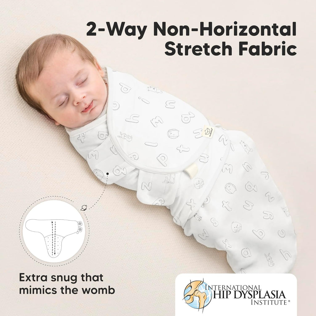 KeaBabies 3-Pack Organic Baby Swaddle Sleep Sacks - Swaddles for Newborns, Infant 3-6 Months, Baby Girls, Boys, Soft & Snug Newborn Sleep Sack, Nursery Swaddling Blankets (ABC Land Rose, L)