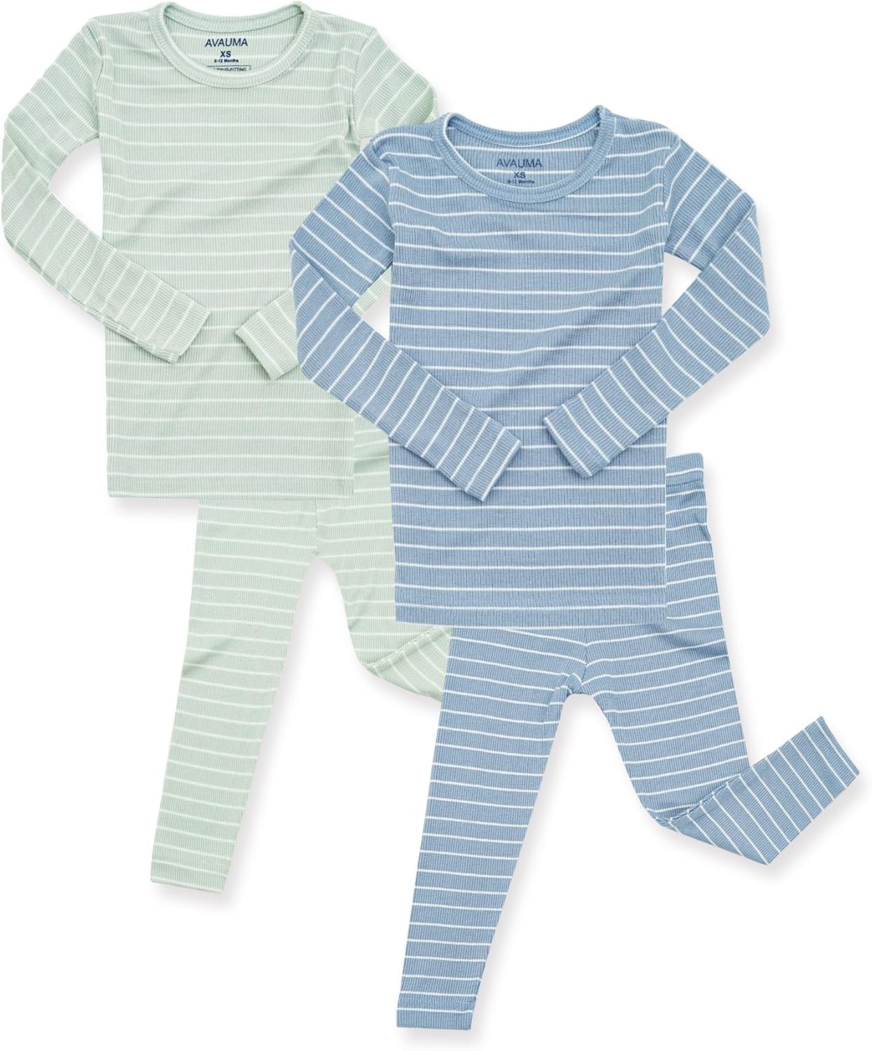 AVAUMA Stripe Pattern Baby Boys Girls Pajama Set Kids Toddler Snug fit Ribbed Sleepwear pjs for Daily Life Style