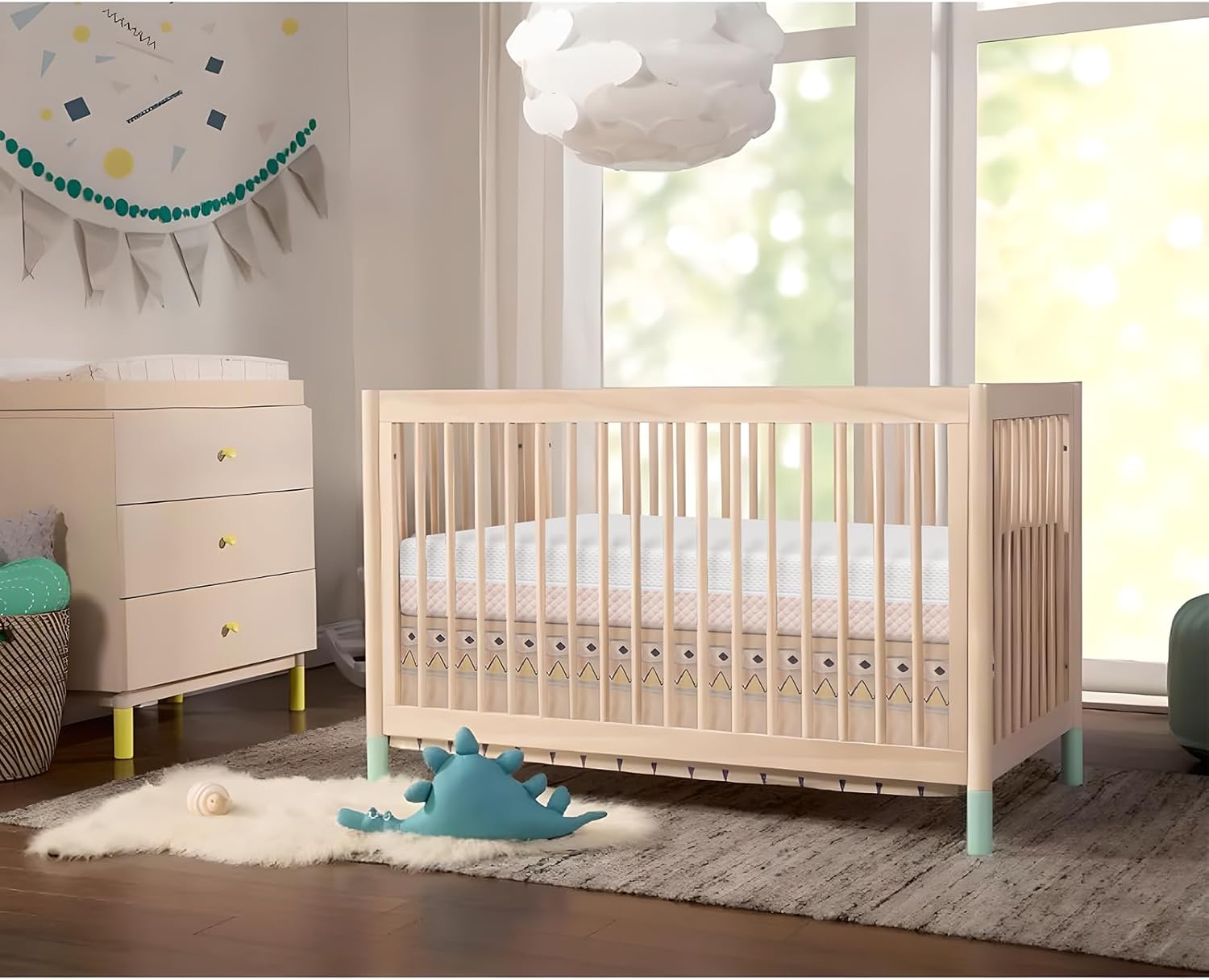 Crib Mattress, Dual Sided Comfort Memory Foam Toddler Bed Mattress, Triple-Layer Breathable Premium Baby Mattress for Infant and Toddler w/Removable Outer Cover - White&Pink