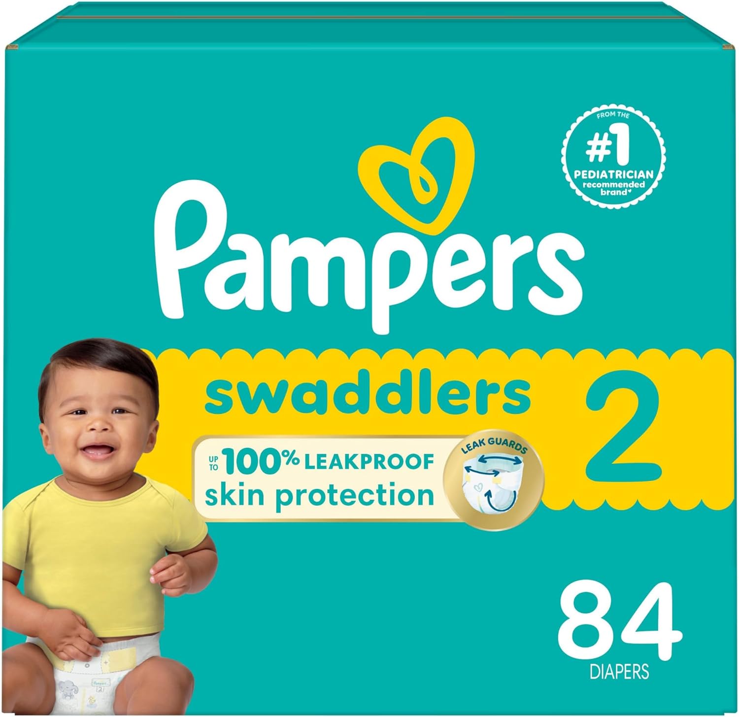 Pampers Baby Diapers - Swaddlers - Size 2, 84 Count, Ultra Absorbent Disposable Infant Diaper