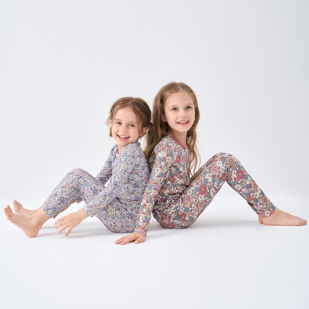 pureborn Baby Viscose From Bamboo Pajamas Set Pjs - Kids Toddler Girl Snug Fit Viscose Sleepwear 2pcs 18M-8Y