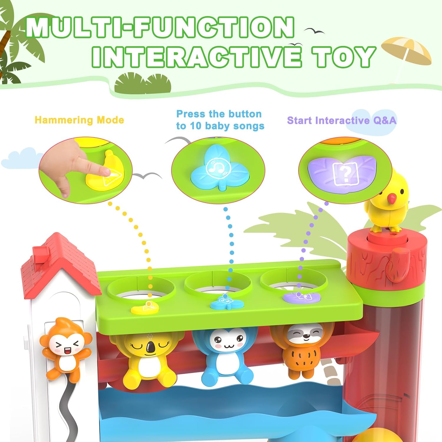 Toddler Musical Toys for 1+ Years Old Boy,Motor Skills Developmental Baby Toy 12-18 Months,Bilingual Toddler Learning Ball Drop Toy， Birthday Gift Toys for 1 2 Year Old Boys & Girls(Green)