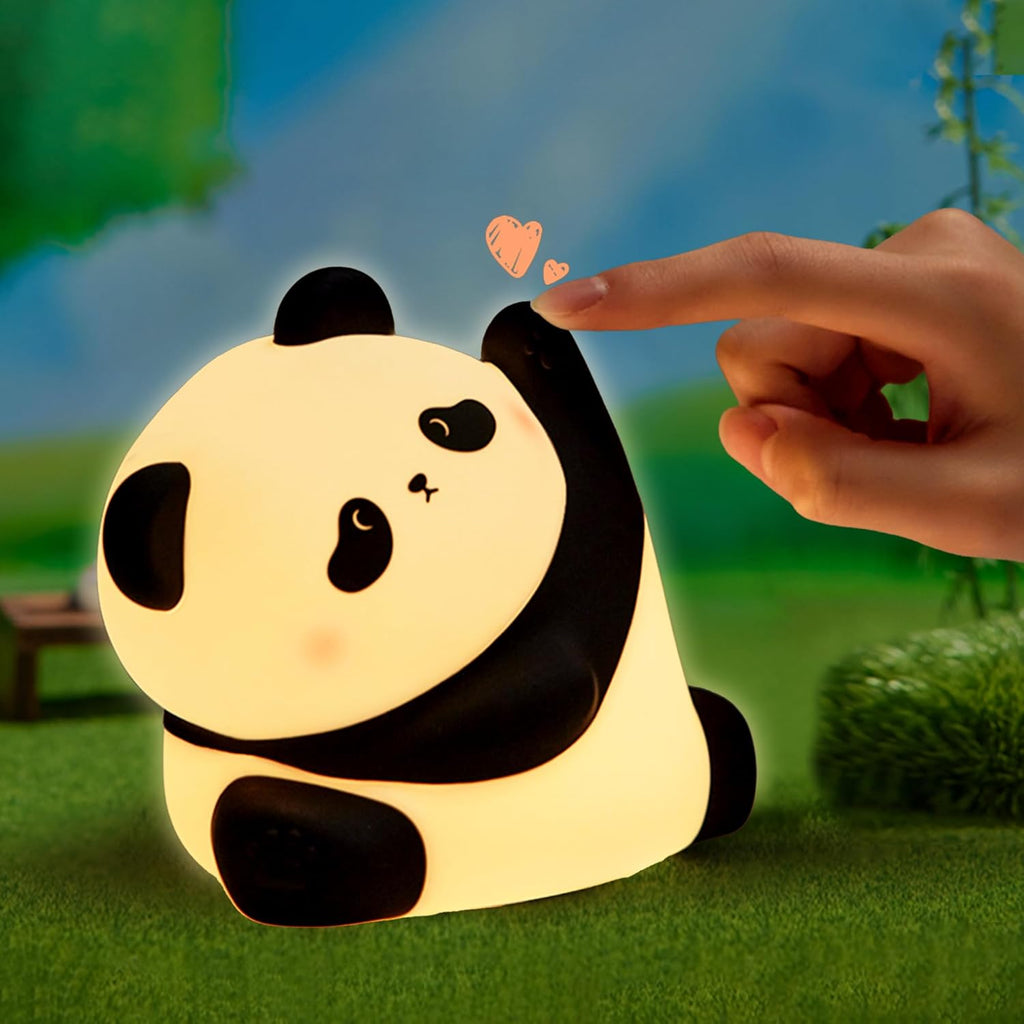 Panda Night Light, Rechargeable Squishy lamp - Silicone Cute Gifts for Kids - Nightlight Nursery LED Animal Dimmanble Touch Light - Bedroom Decor Funny Birthday Christmas Gifts for Boy, Girls