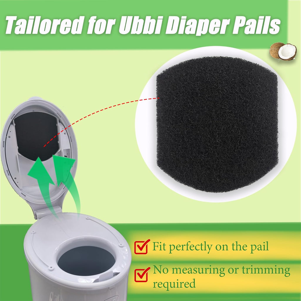 Diaper Pail Deodorizers Odor Eliminator Activated Charcoal Filter Refills Compatible with Ubbi Diaper Pail | 6 Pack Carbon Filter | Precise fit | Thickened | Natural, Keep Home Fresh