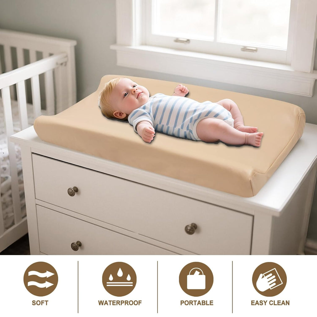 Owlowla Changing Pad Cover,Waterproof Changing Pad Covers-Soft Leather Diaper Changing Table Cover,Fits Standard Changing Pads for Baby Boy Girl（Beige）