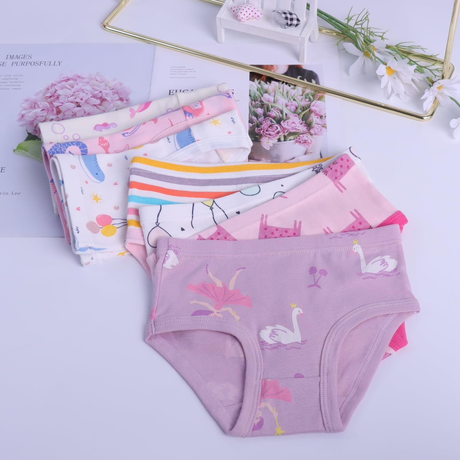Finihen Girls Cotton Underwear Toddler Girls Panties Kids Briefs Multipacks.