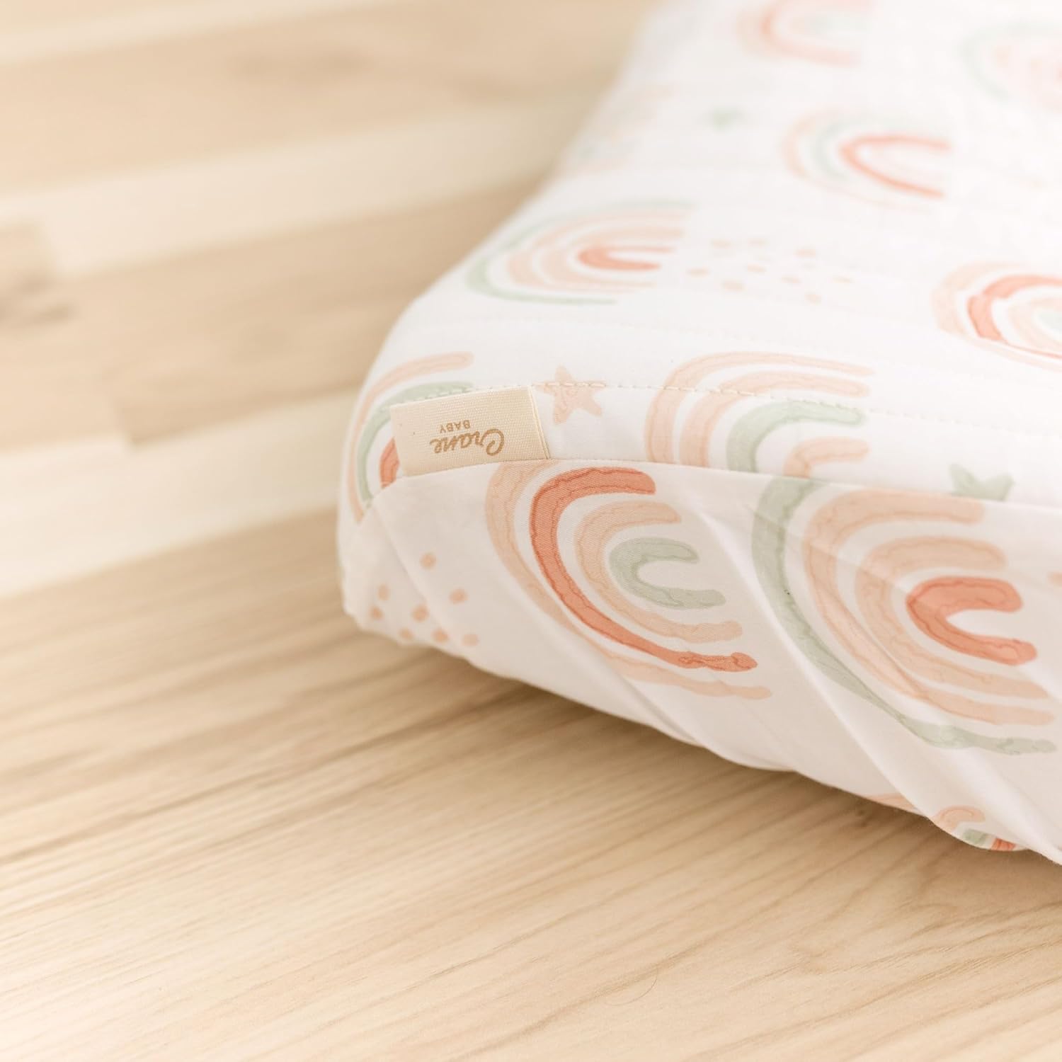 Crane Baby Quilted Changing Pad Cover, 100% Cotton Sateen, 16 X 32, Secure Elastic Fit, Machine Washable, Pink Rainbow Nursery Decor for Girls