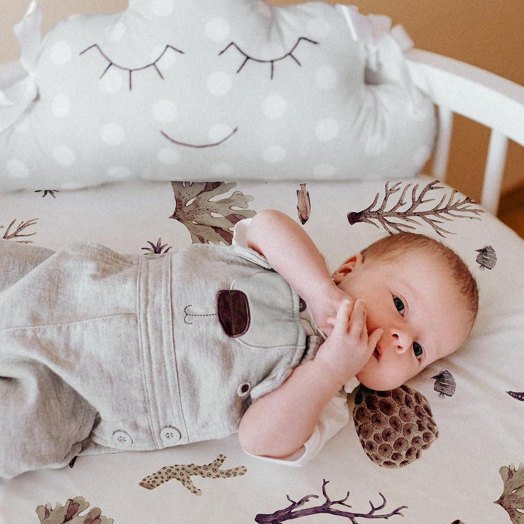 Gllquen Baby Bassinet Sheets 4 Pack, Breathable Cozy Fitted Mattress Sheet, Elastic Travel Crib Fashionable Pattern, Standard Cradle Safe Sheets for Baby Boys Girls 32"x16" (Marine)