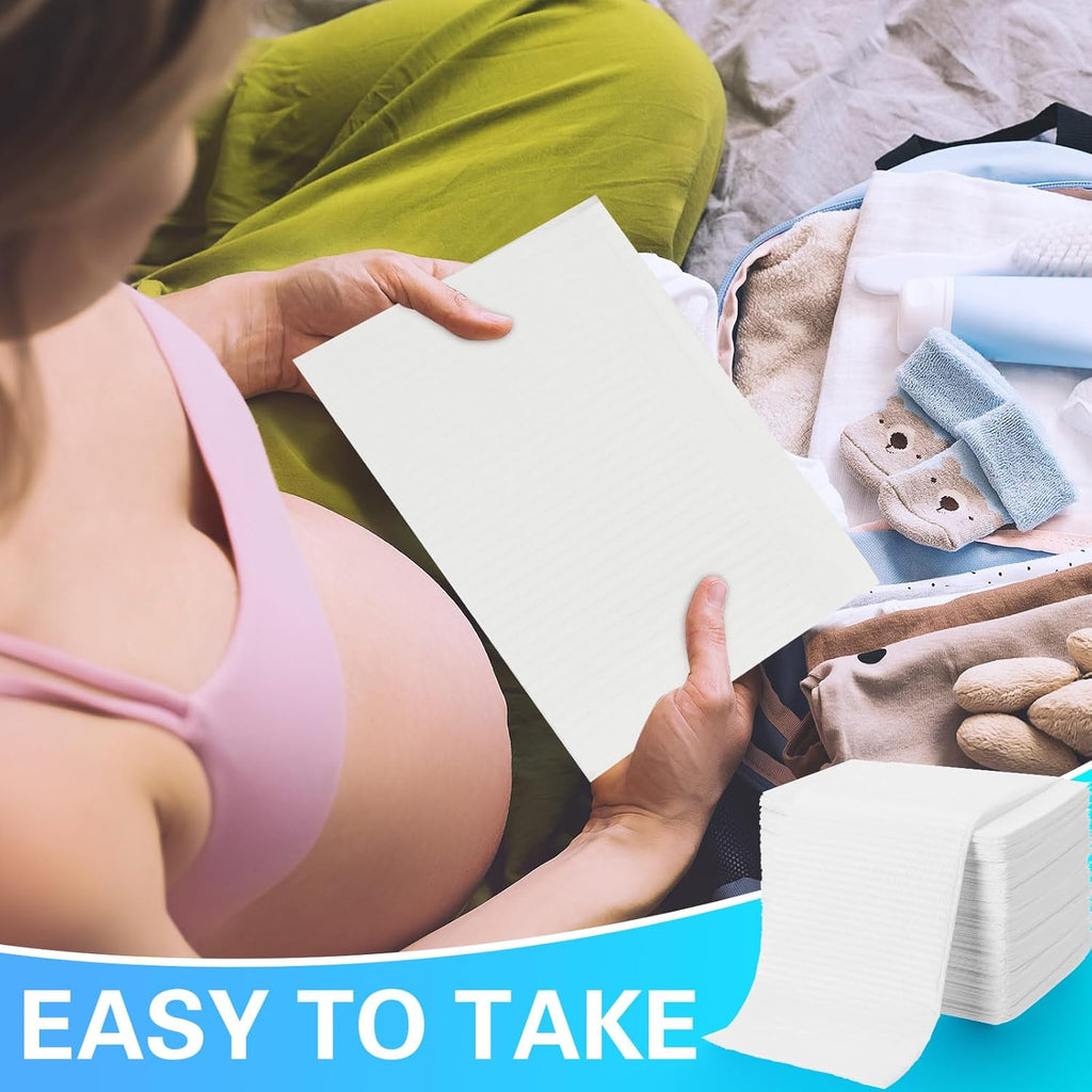 100pcs Disposable Changing Liner 2-ply Baby Changing Station Pad Disposable Changing Pads Diaper Changing Mat Portable Sanitary Liner Refills for Commercial Restrooms (White)