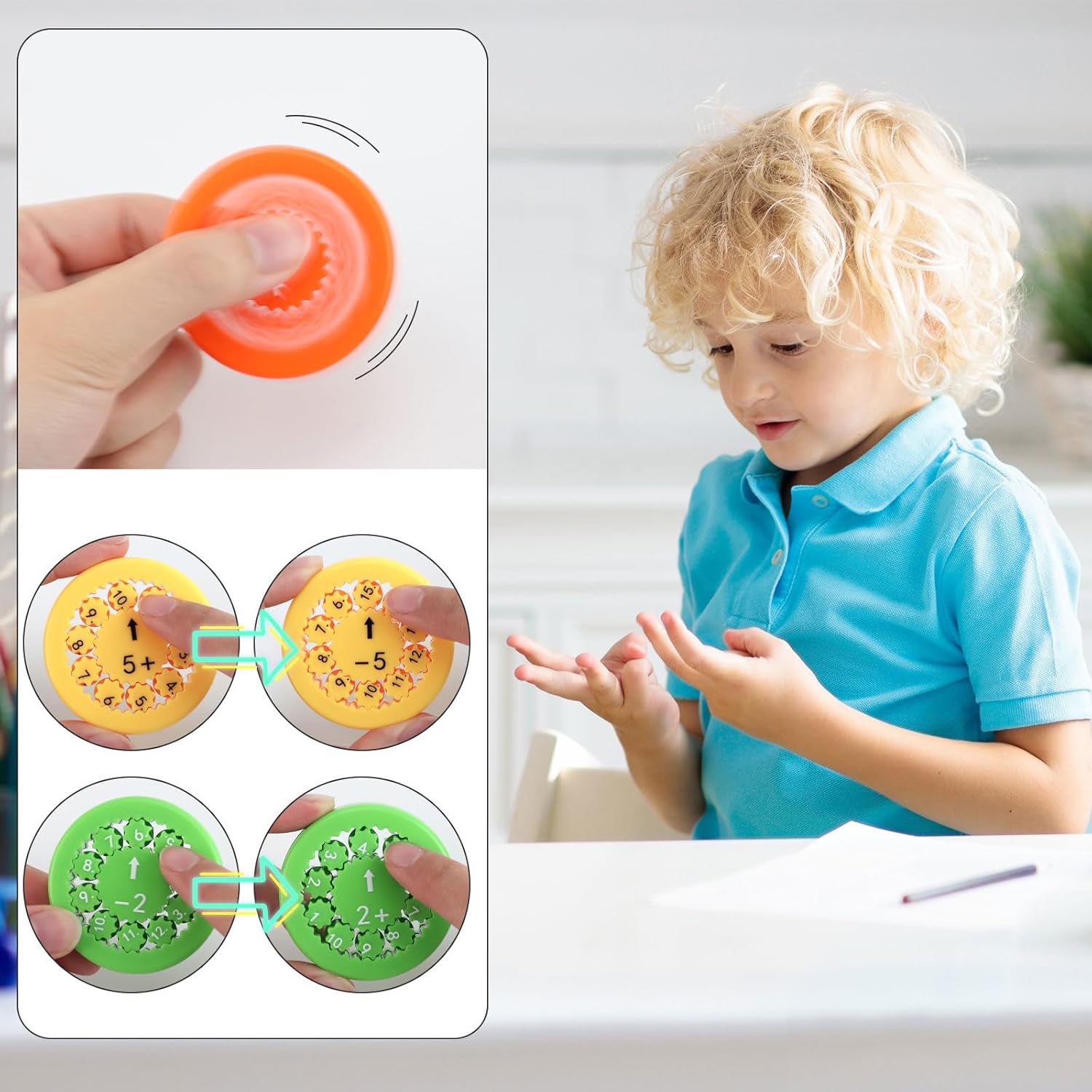 HengLiSam Math Fact Fidget Spinner, Classrooms Learn Math Addition and Subtraction Tools, Math Learning Education for Students, Parent-Child Math Fidget Toys Games