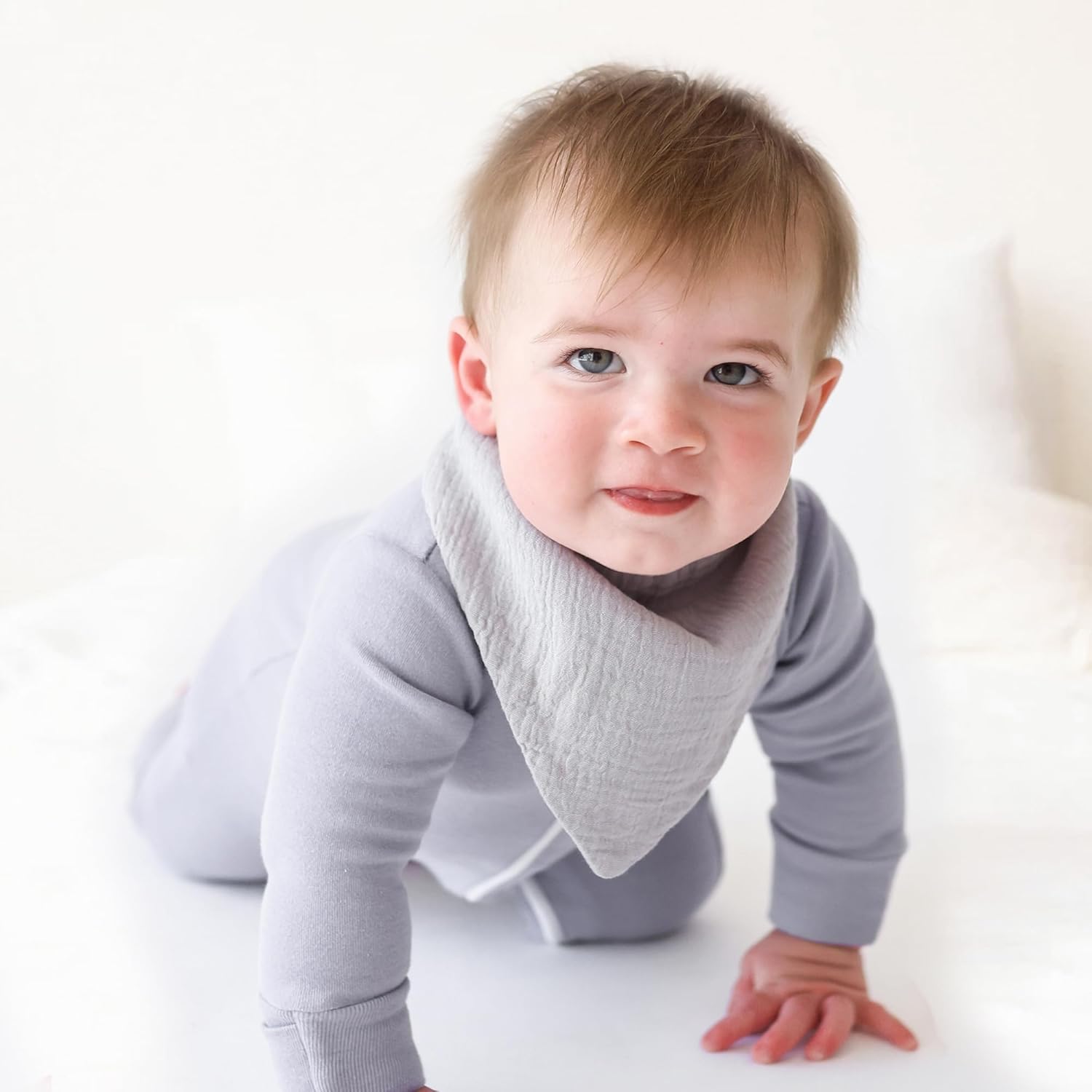 Konssy Muslin Baby Bibs 10 Pack Baby Bandana Drool Bibs 100% Cotton for Unisex Boys and Girls, Soft Absorbent Set for Teething and Drooling