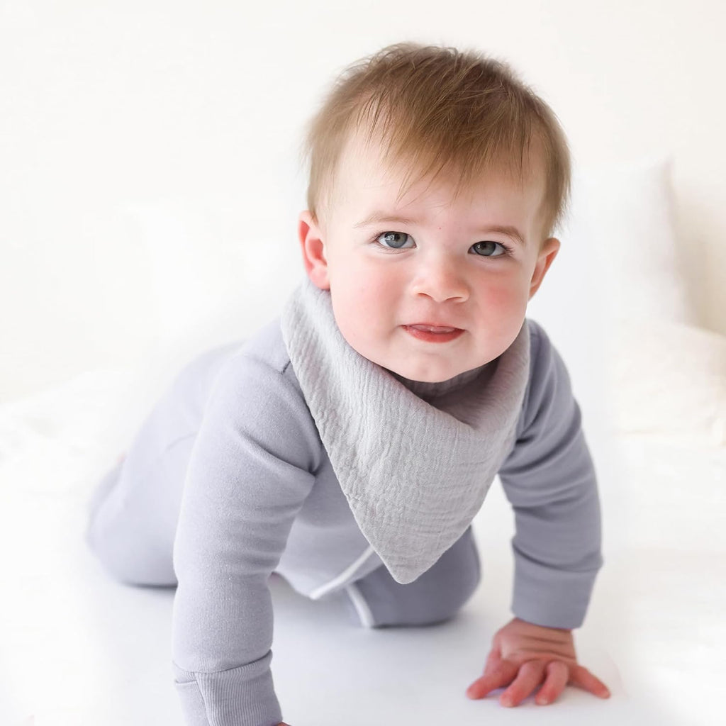 Konssy Muslin Baby Bibs 10 Pack Baby Bandana Drool Bibs 100% Cotton for Unisex Boys and Girls, Soft Absorbent Set for Teething and Drooling