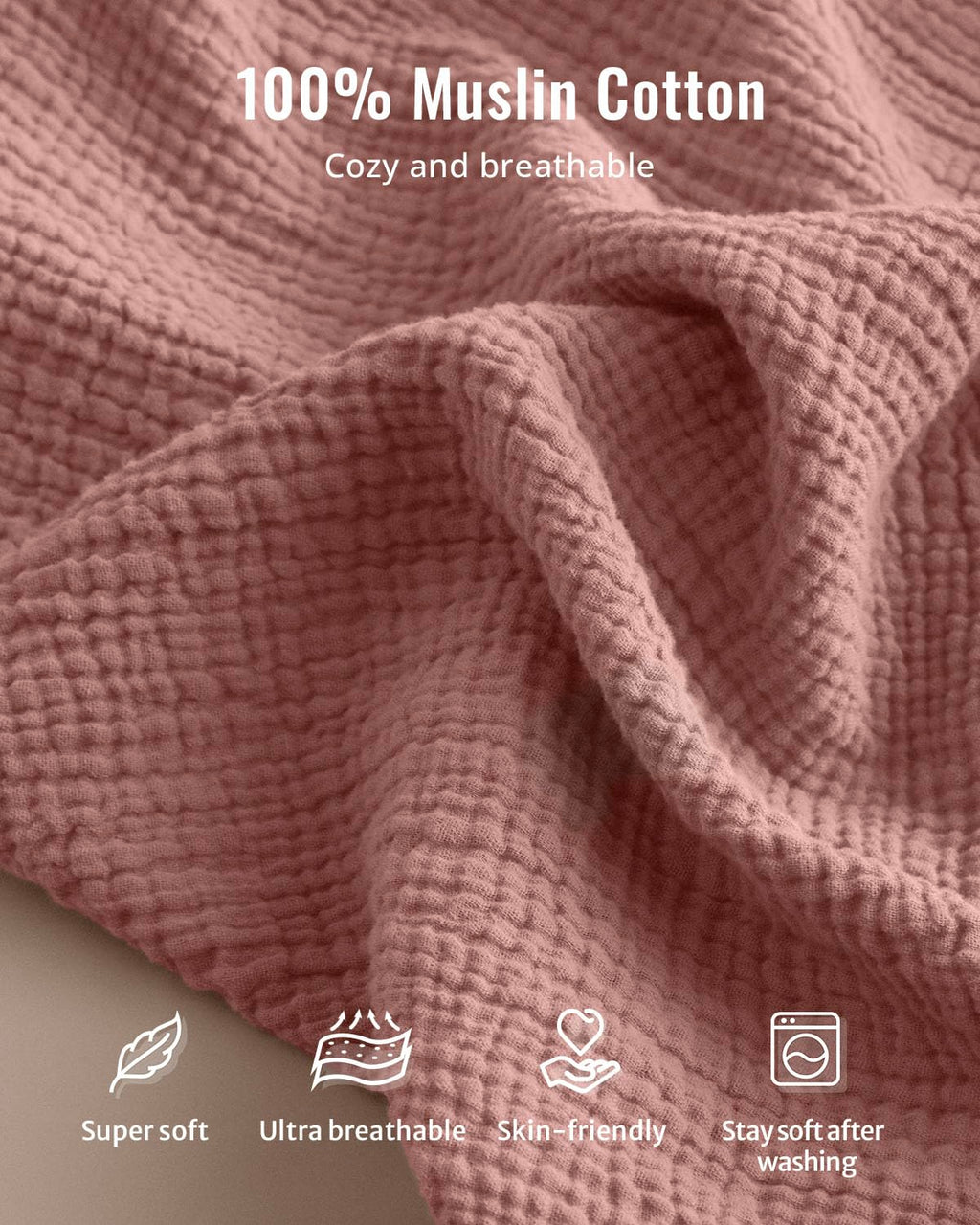 Blissful Diary Muslin Baby Changing Pad with Waterproof Lining Foam, Diaper Changing Table Pad with Cover for Dressers (Dusty Pink, Avocado)