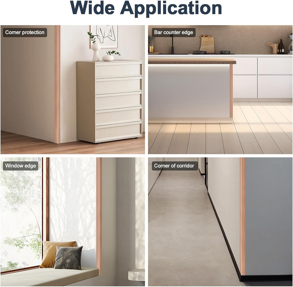 4PCS 45" Aluminum Metal Corner Protectors, Self Adhesive Corner Guards, Metal Wall Edge Protector Strip, Furniture Corner Protectors, Wall Cabinet Baseboard Decoration 45" x 1" (Rose Gold)