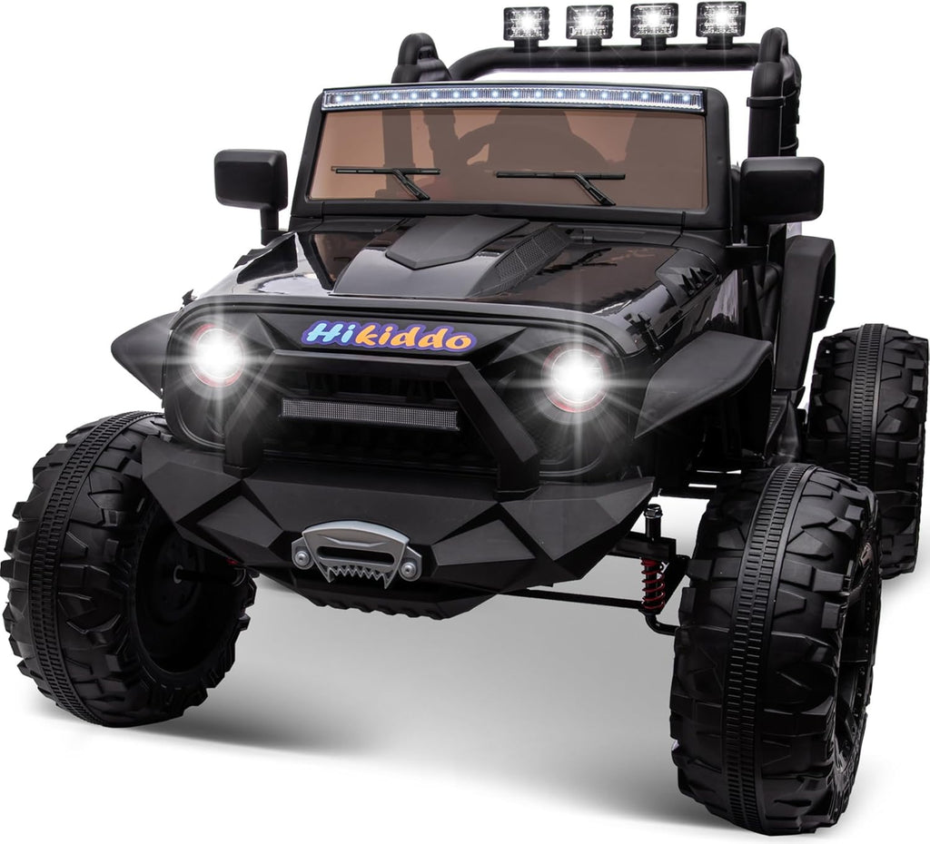 24V 9Ah Ride on Toy for Big Kids, 4x4 2 Seater Ride on Car Truck w/Remote Control, 4x200W Motors - Black Warrior