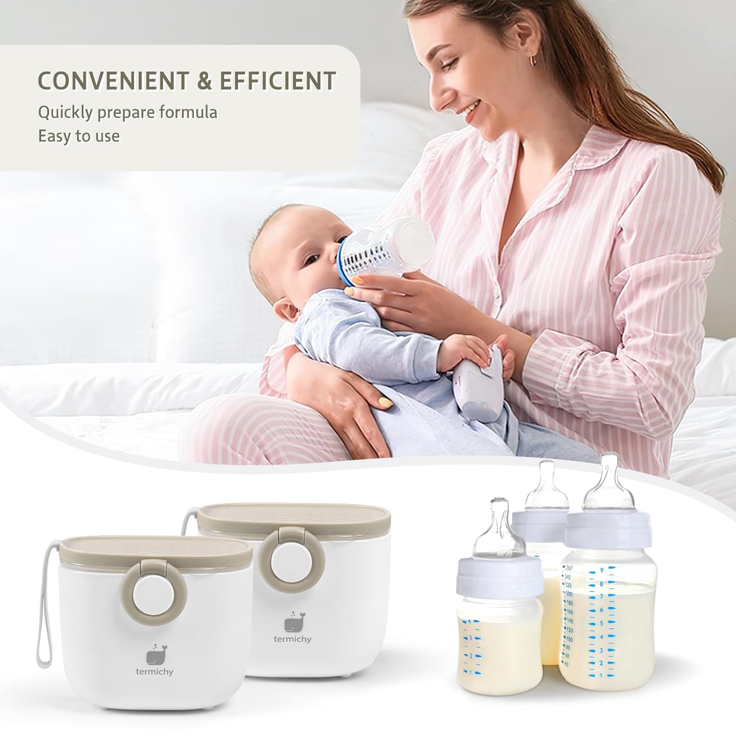 Termichy Baby Formula Dispenser, Portable Formula Dispenser Container with Scoop and Carry Handle for Travel Outdoor Activities for Baby Infant, 500ml