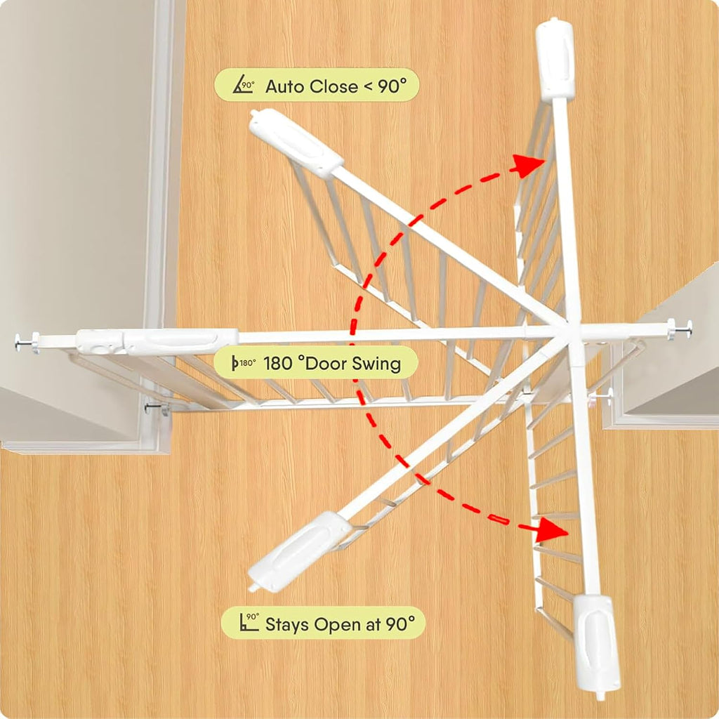 Extra Wide Baby Gate 48-53 Inch, Tension Mounted No Drilling, Pressure Mounted Indoor Safety Gate for Stairs & Doorways - Metal Design for Kids and Pets, White