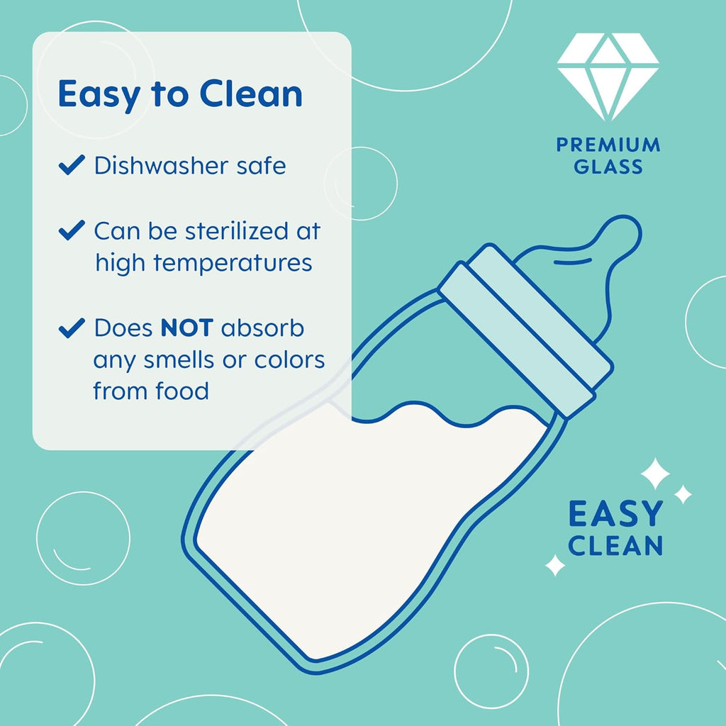 MAM Feel Good Medium Flow Premium Glass Baby Bottles, Easy Switch Between Breast and Bottle, 9oz, 2+ Months, Unisex, 1 Pack