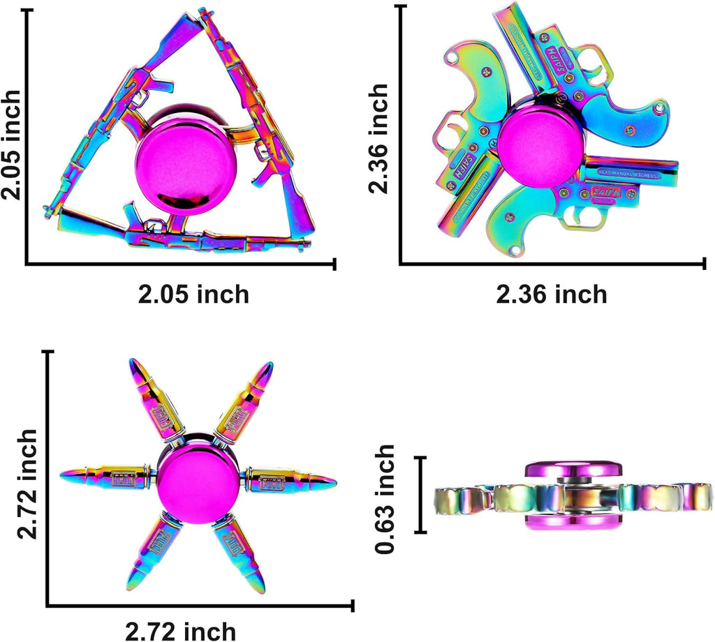 Fidget Spinners Set, Metal Desk Toys for Kids Adults Boys Girls, Hand Spinner Sensory Toys for Party Favors, Stocking Stuffers (3 Pack) (Style-2)