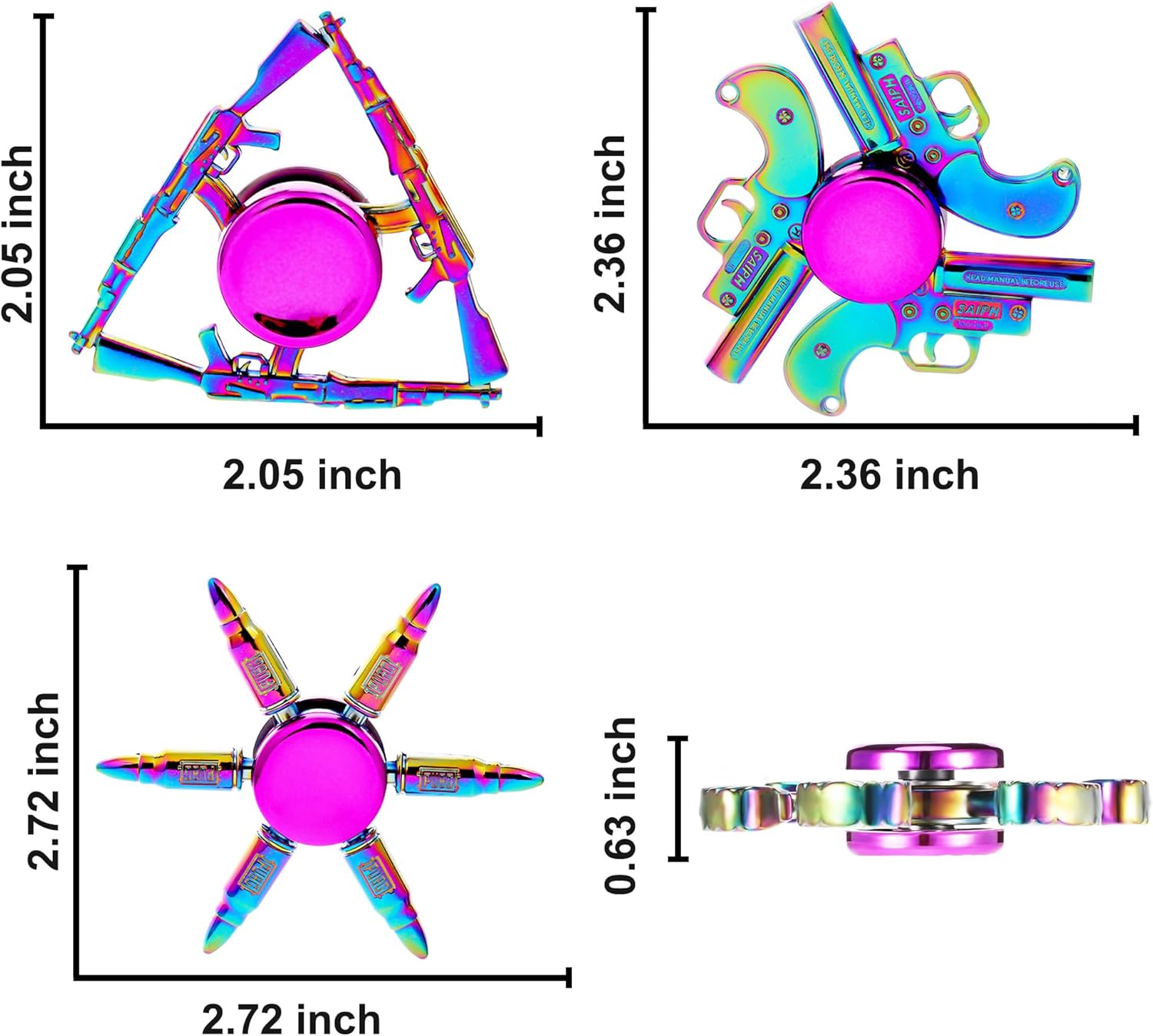 Fidget Spinners Set, Metal Desk Toys for Kids Adults Boys Girls, Hand Spinner Sensory Toys for Party Favors, Stocking Stuffers (3 Pack) (Style-2)