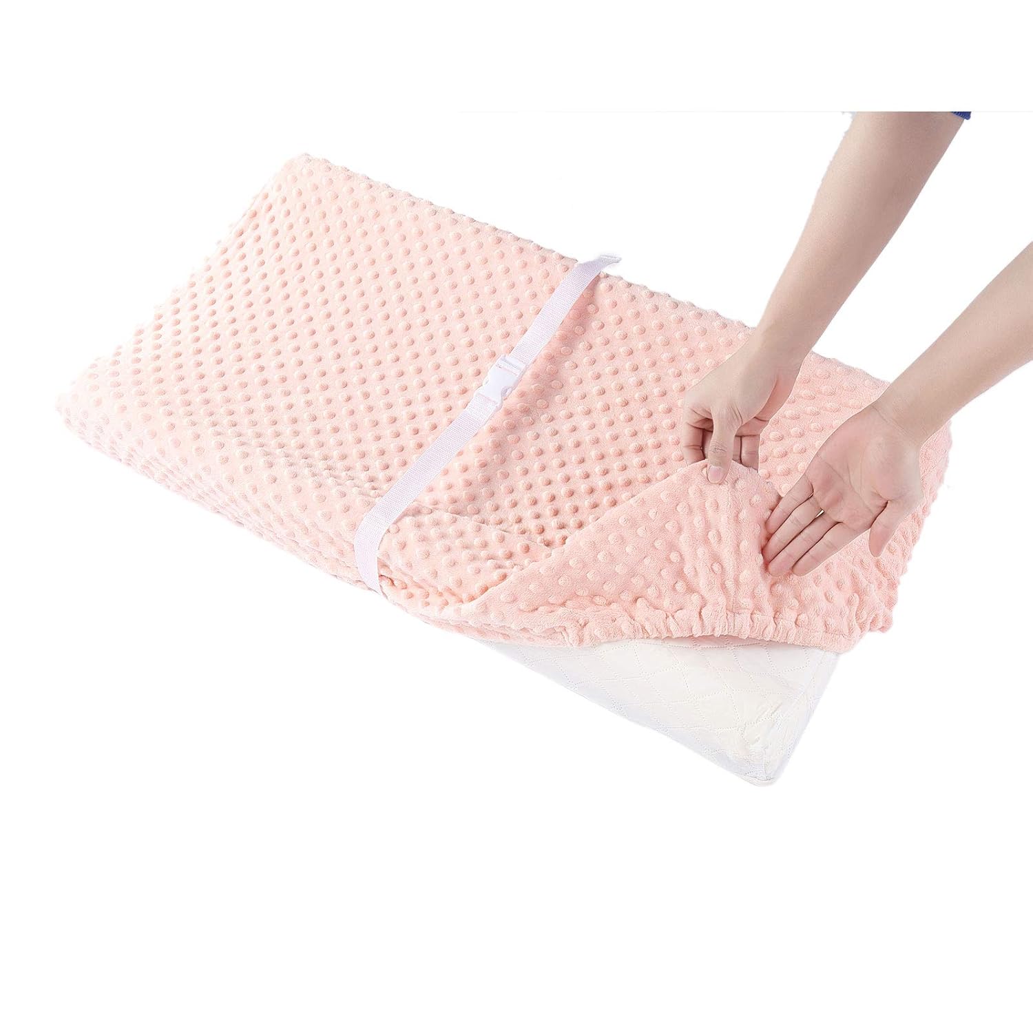 Baby Changing Pad Cover, Super Soft Minky Dot Diaper Changing Table Covers for Baby Girls and Boys, Ultra Comfortable, Safe for Babies, Fit 32"/34'' x 16" Pad (Coral Pink)